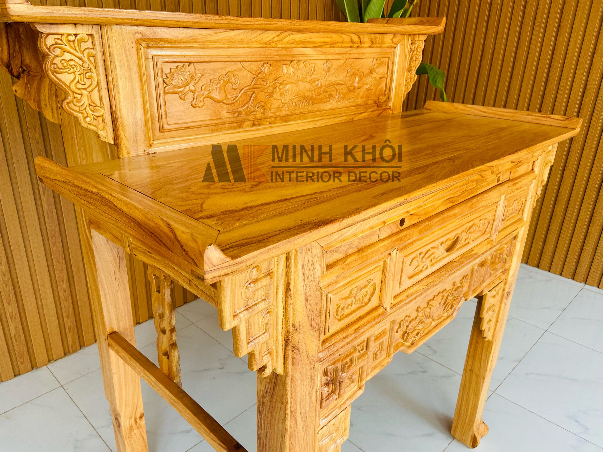 Bàn Thờ Gỗ Gõ Đỏ 2 Tầng Diềm - BT906