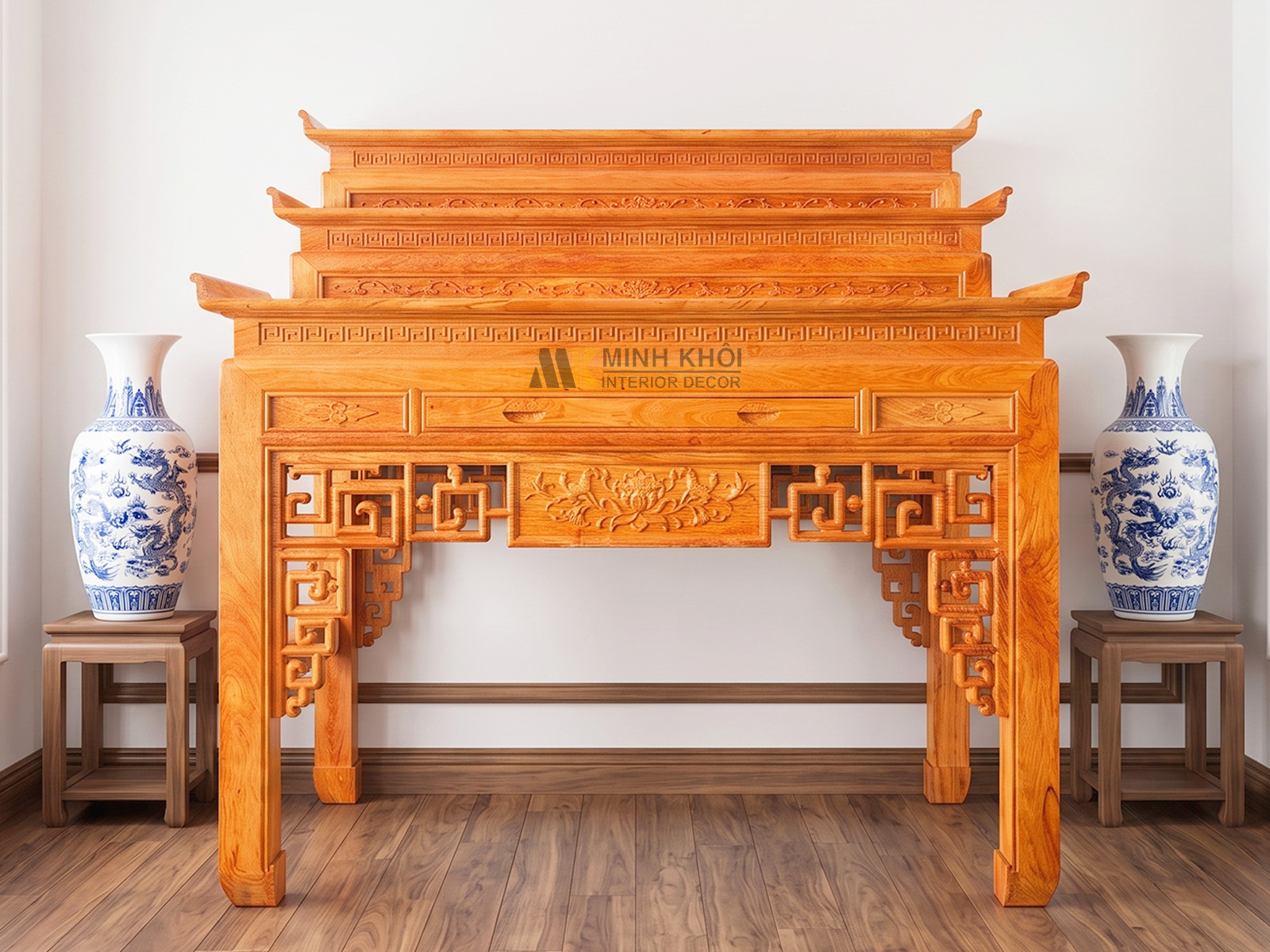 Bàn Thờ Gỗ Hương Đá 3 Tầng - BT915