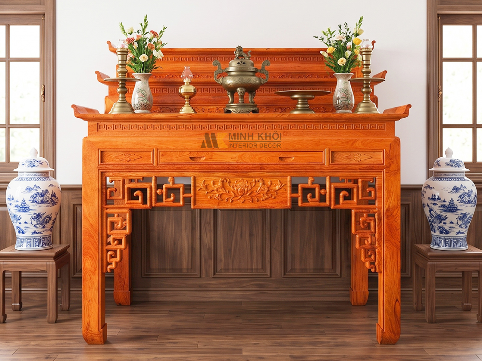 Bàn Thờ Gỗ Hương Đá 3 Tầng - BT915