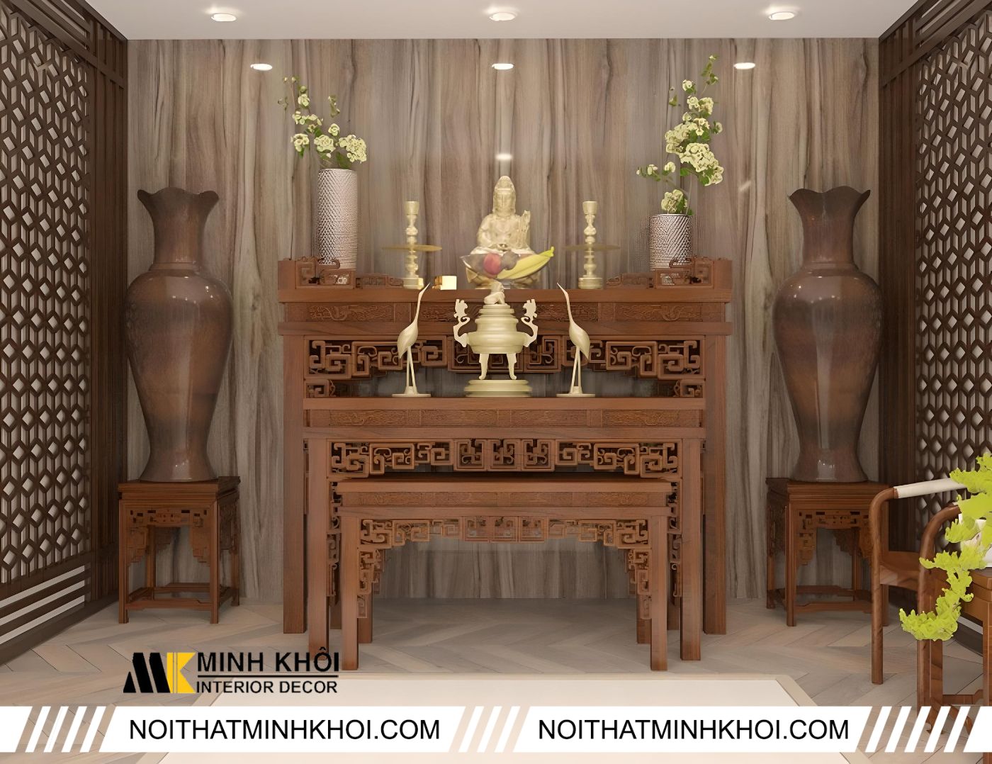 Mẫu bàn thờ phật tam cấp