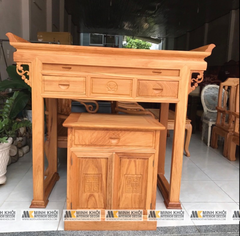Bàn Thờ Gia Tiên Chạm chữ THỌ gõ đỏ - BT222