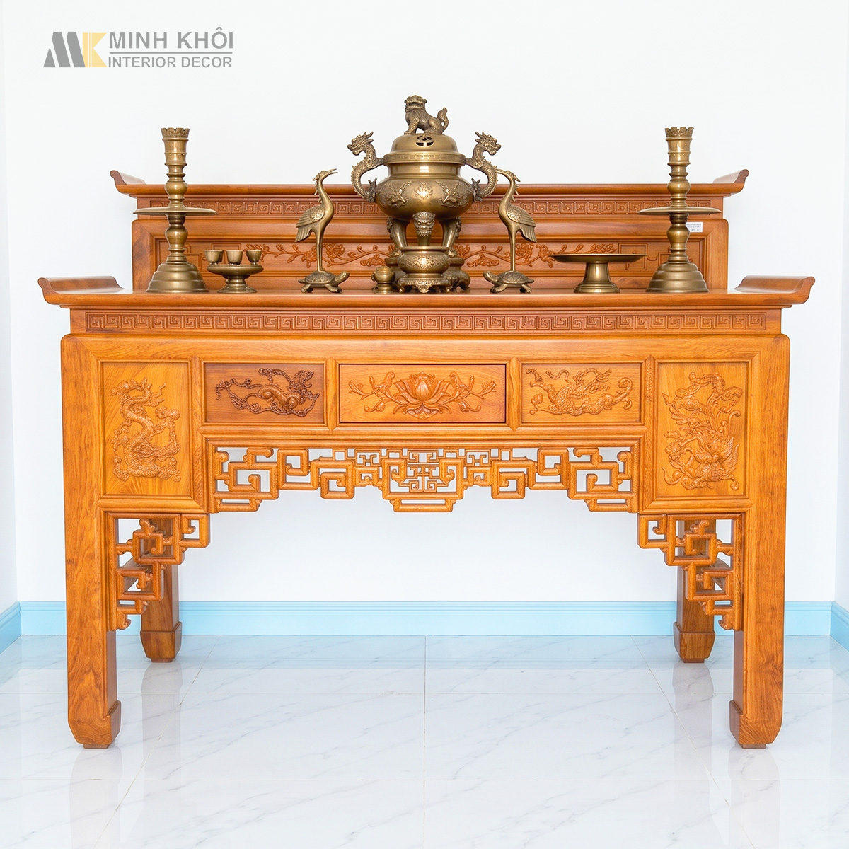Bàn Thờ 2 Tầng Diềm Hương Đá Hoa Sen - BT916