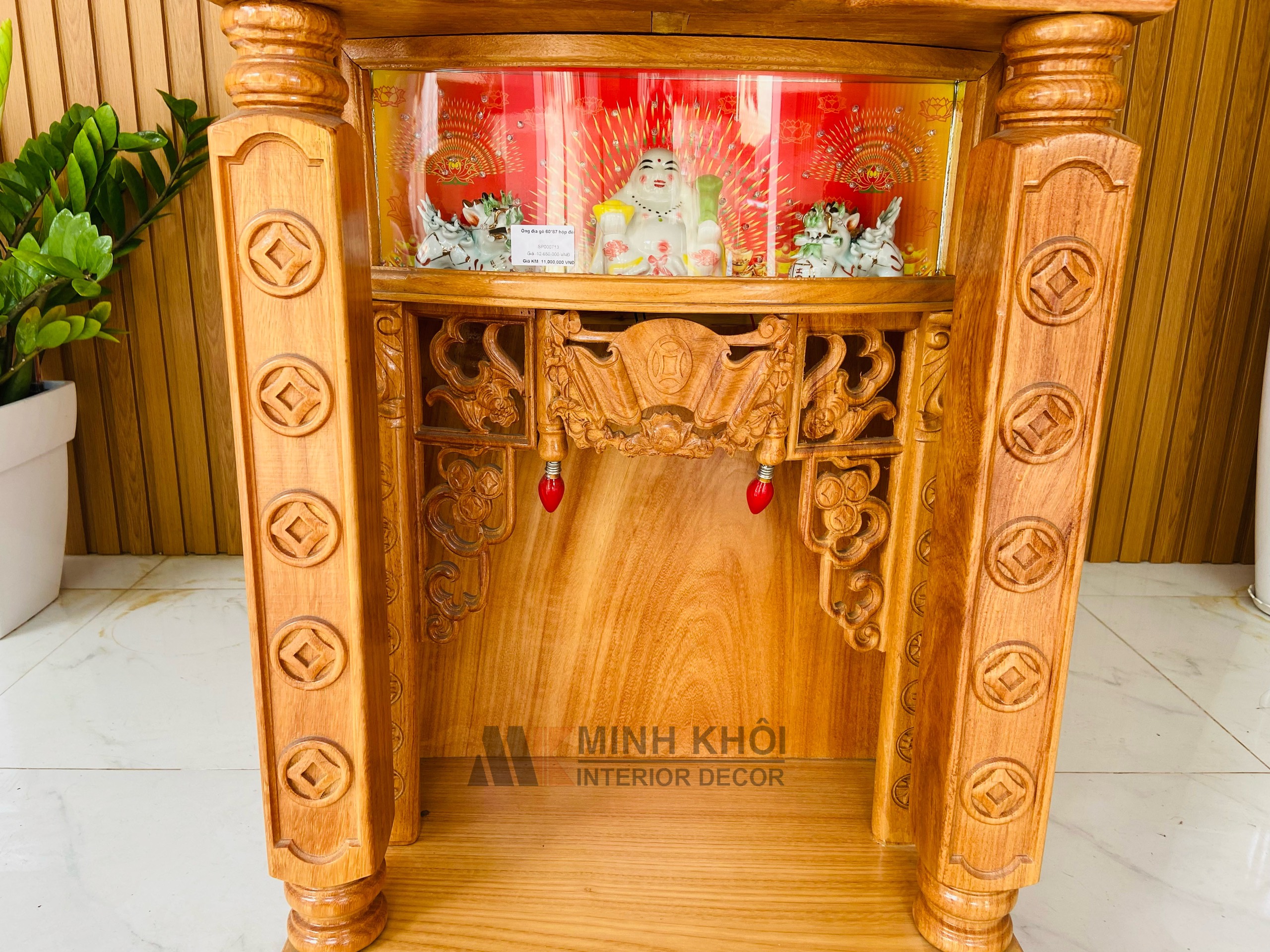 Bàn thờ Ông Địa Gõ Đỏ 60*87 Hộp Đèn - BTTT508