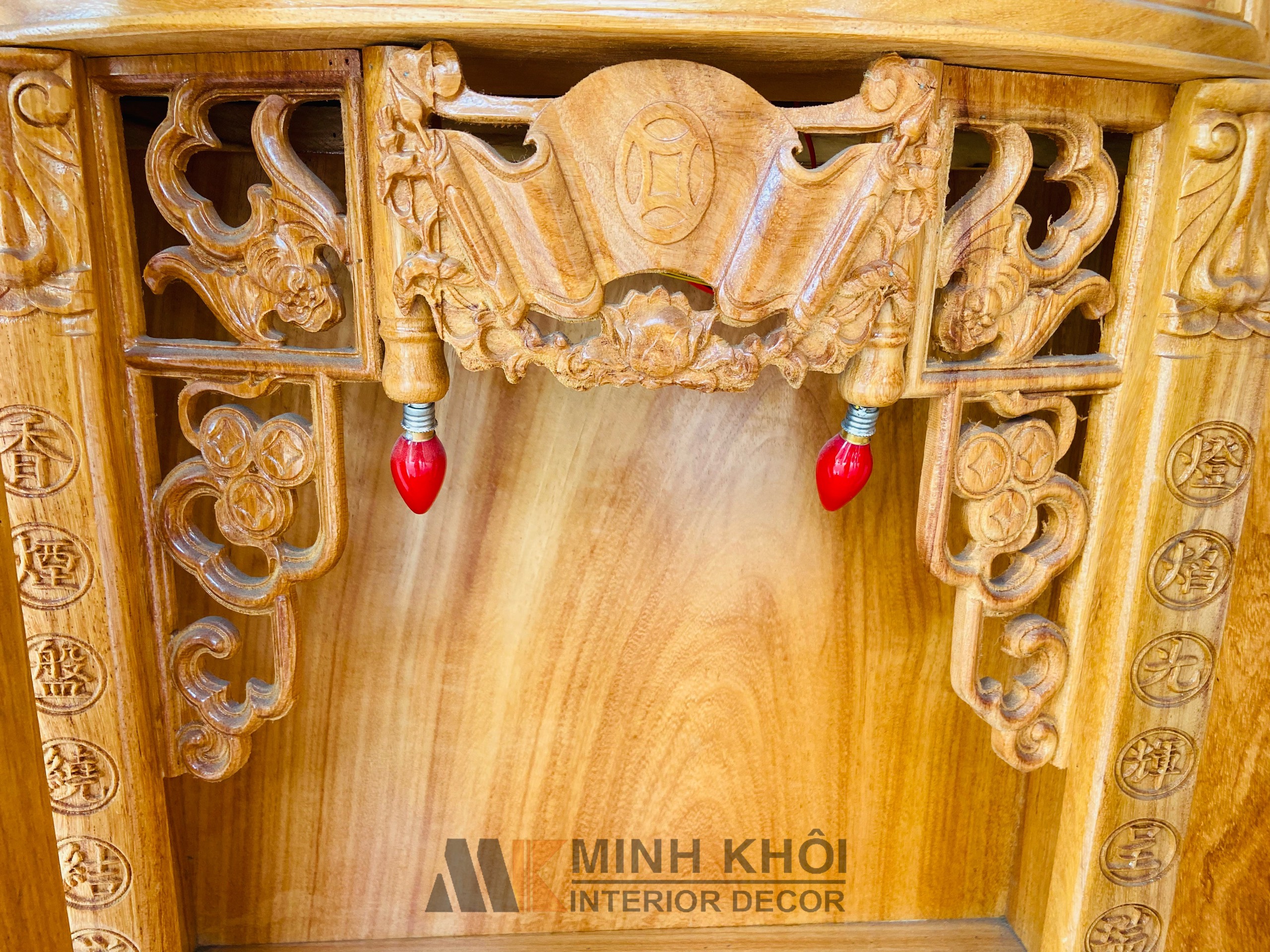 Bàn thờ Ông Địa Gõ Đỏ 60*87 Hộp Đèn - BTTT508