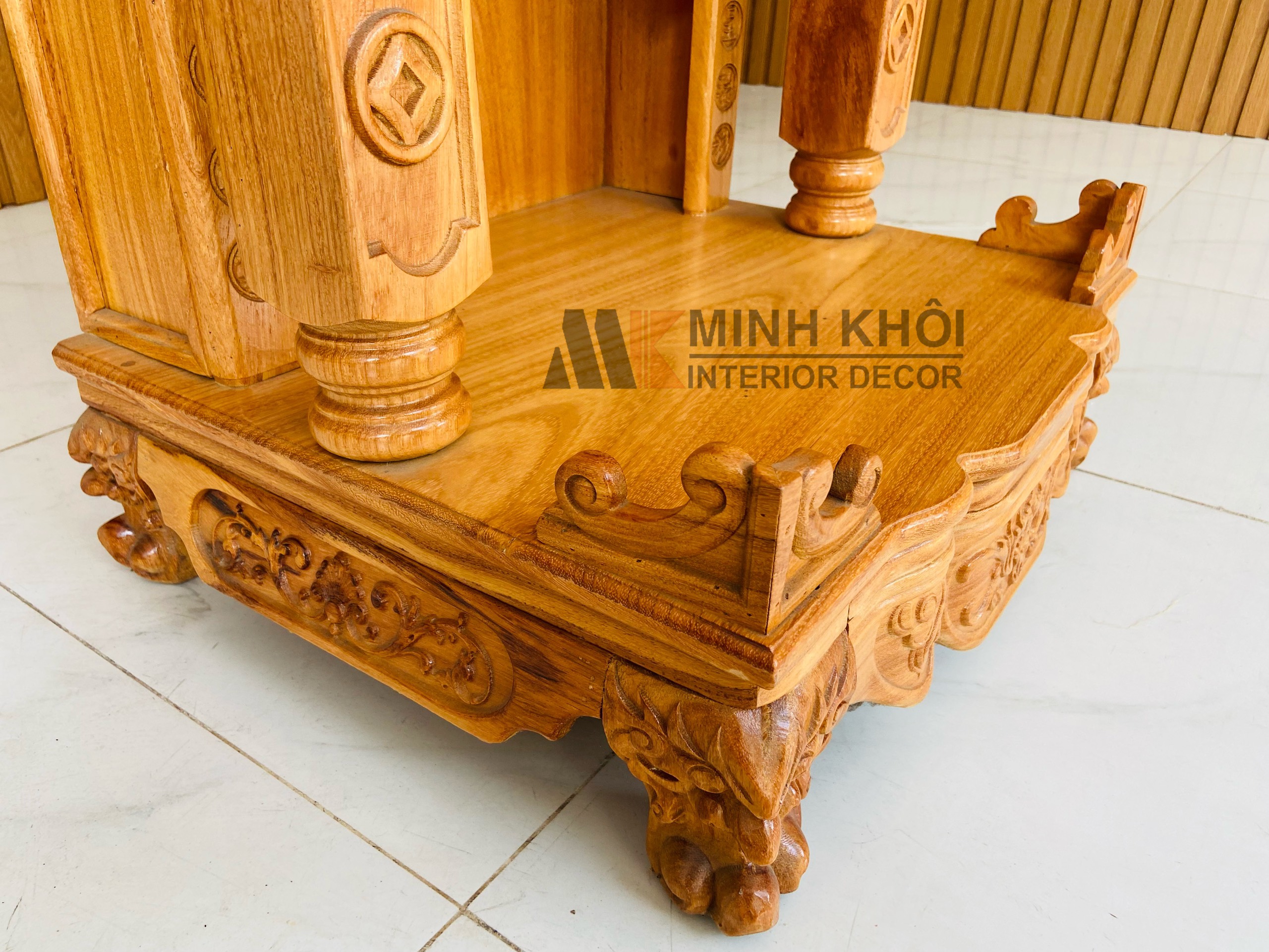 Bàn thờ Ông Địa Gõ Đỏ 60*87 Hộp Đèn - BTTT508