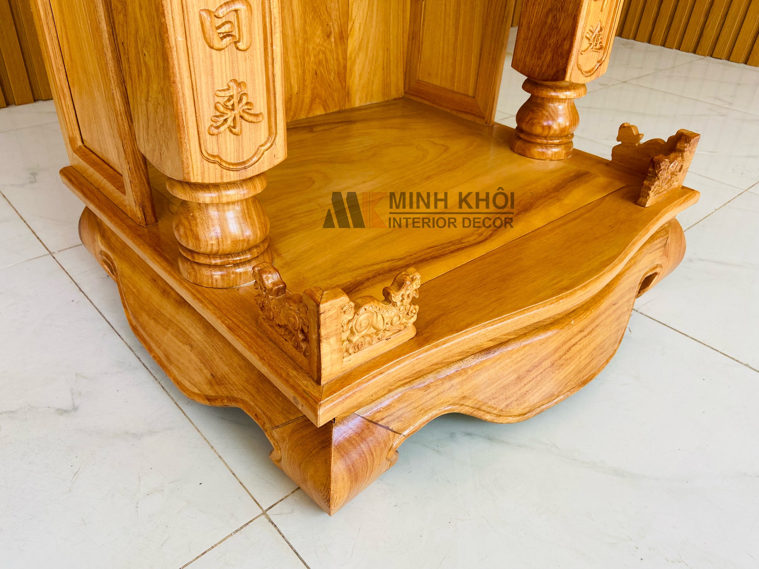 Bàn thờ Ông Địa gõ đỏ cột chữ 60*80 - BTTT509