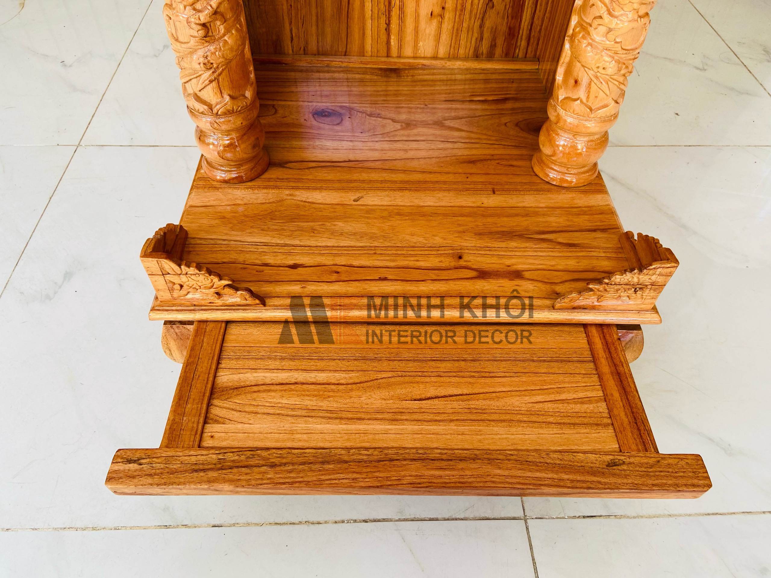 Bàn Thờ Thần Tài Gỗ Xoan Đào 48 x 68cm - BTTT402