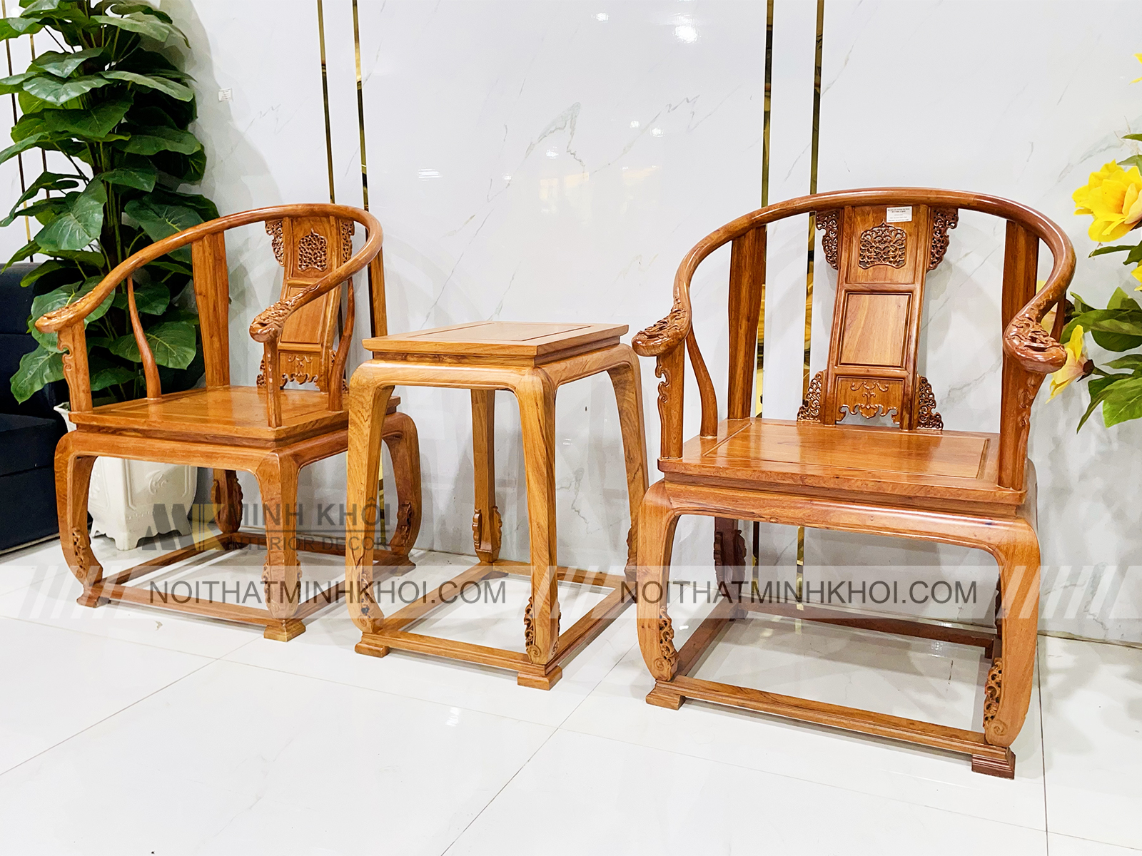 Bàn Trà Gỗ Hương Đá Minh Đế Cao Cấp - BTR207