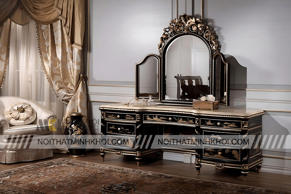 Bàn trang điểm cổ điển gương 3 cánh