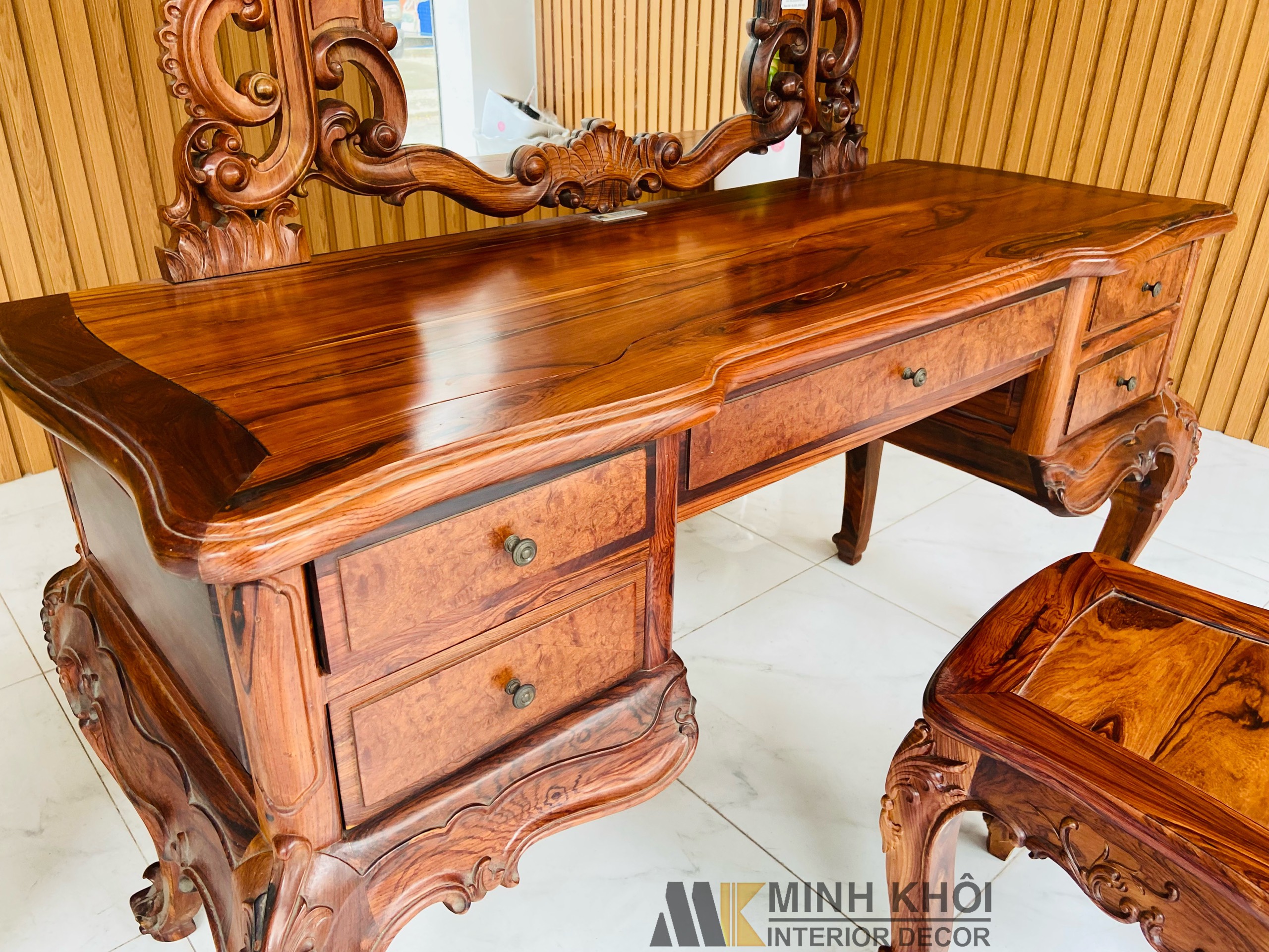 Bàn Trang Điểm Gỗ Cẩm Lai 1m Cao Cấp - BTD265