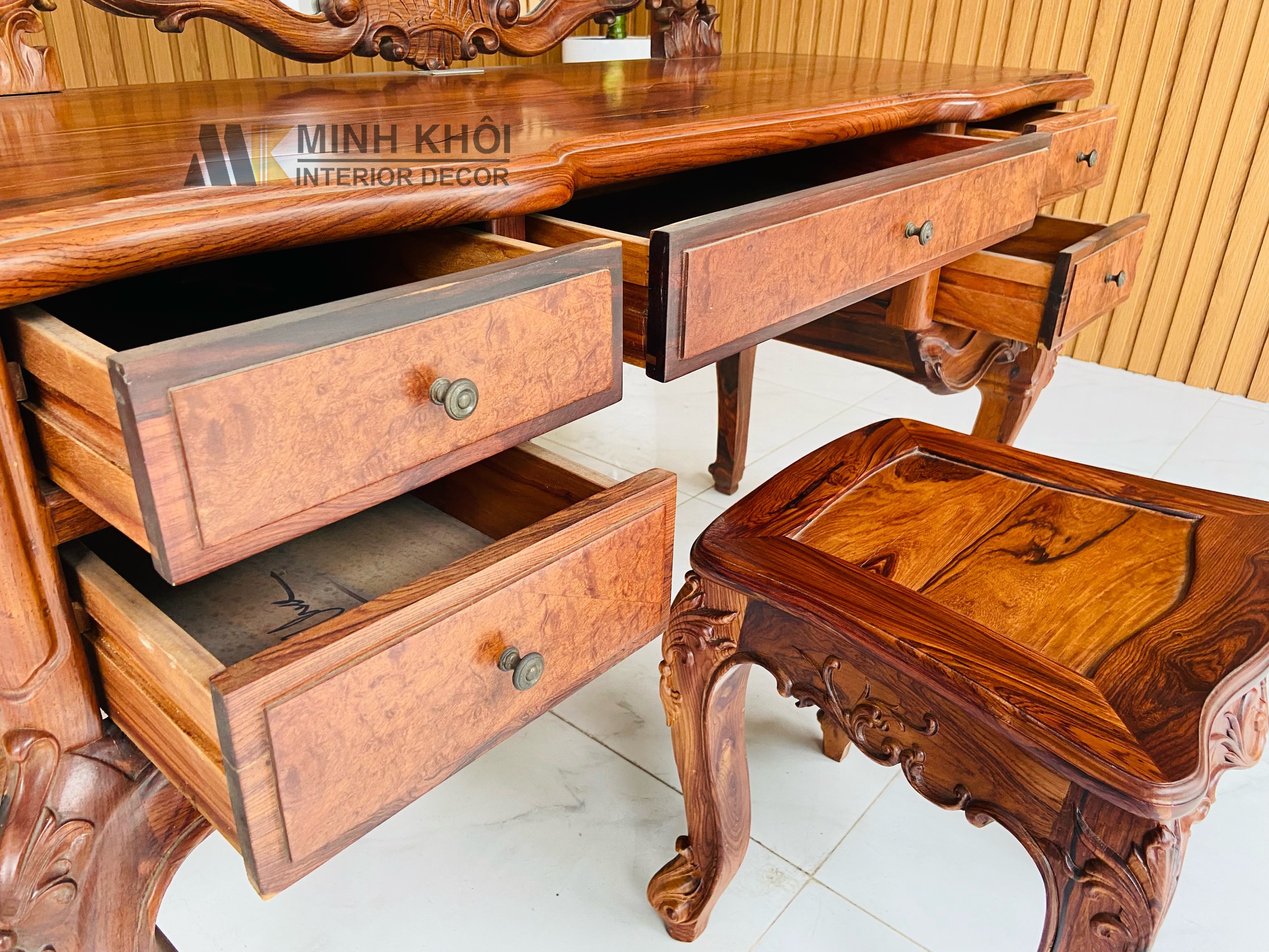 Bàn Trang Điểm Gỗ Cẩm Lai 1m Cao Cấp - BTD265