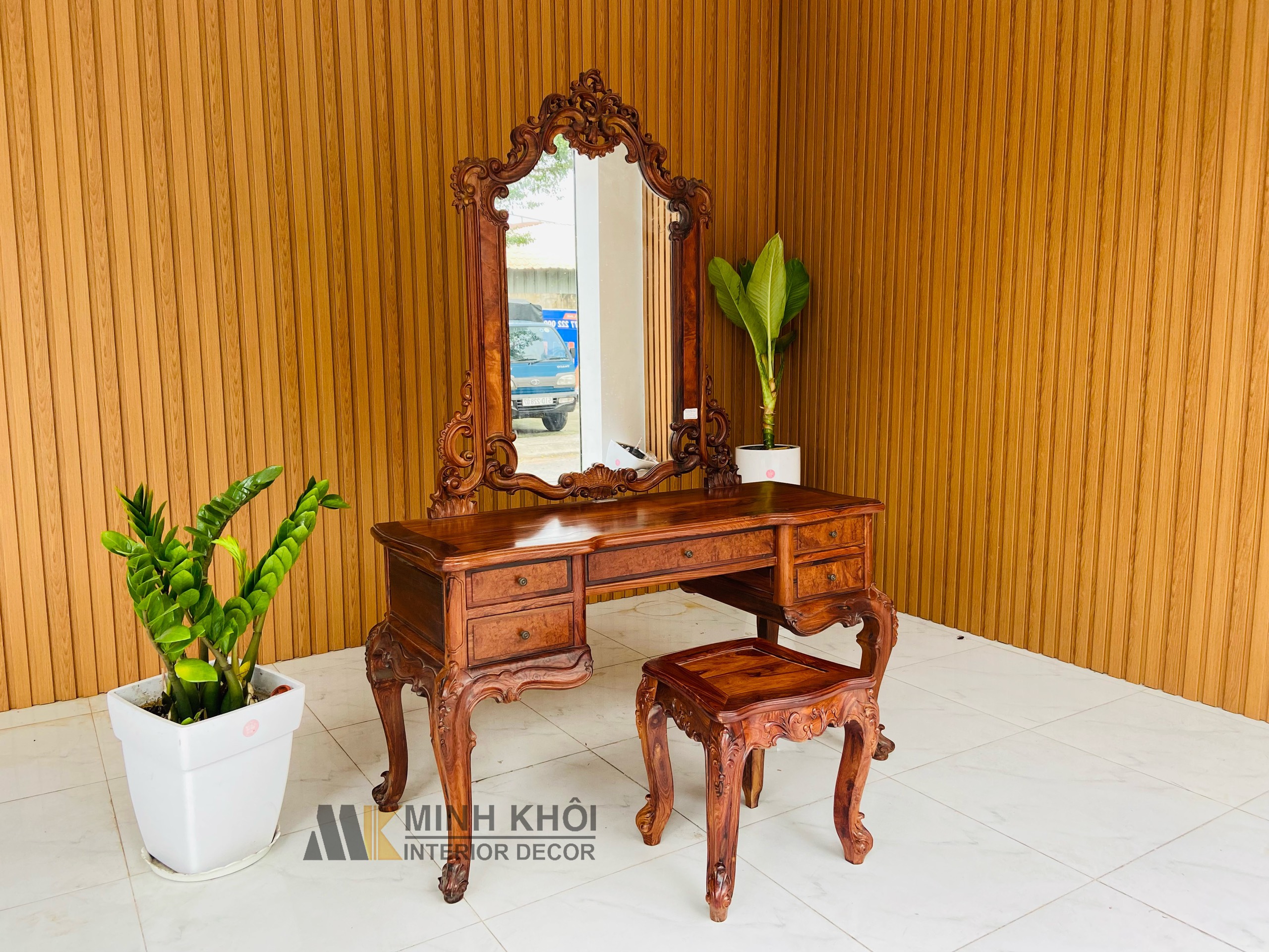 Bàn Trang Điểm Gỗ Cẩm Lai 1m Cao Cấp - BTD265