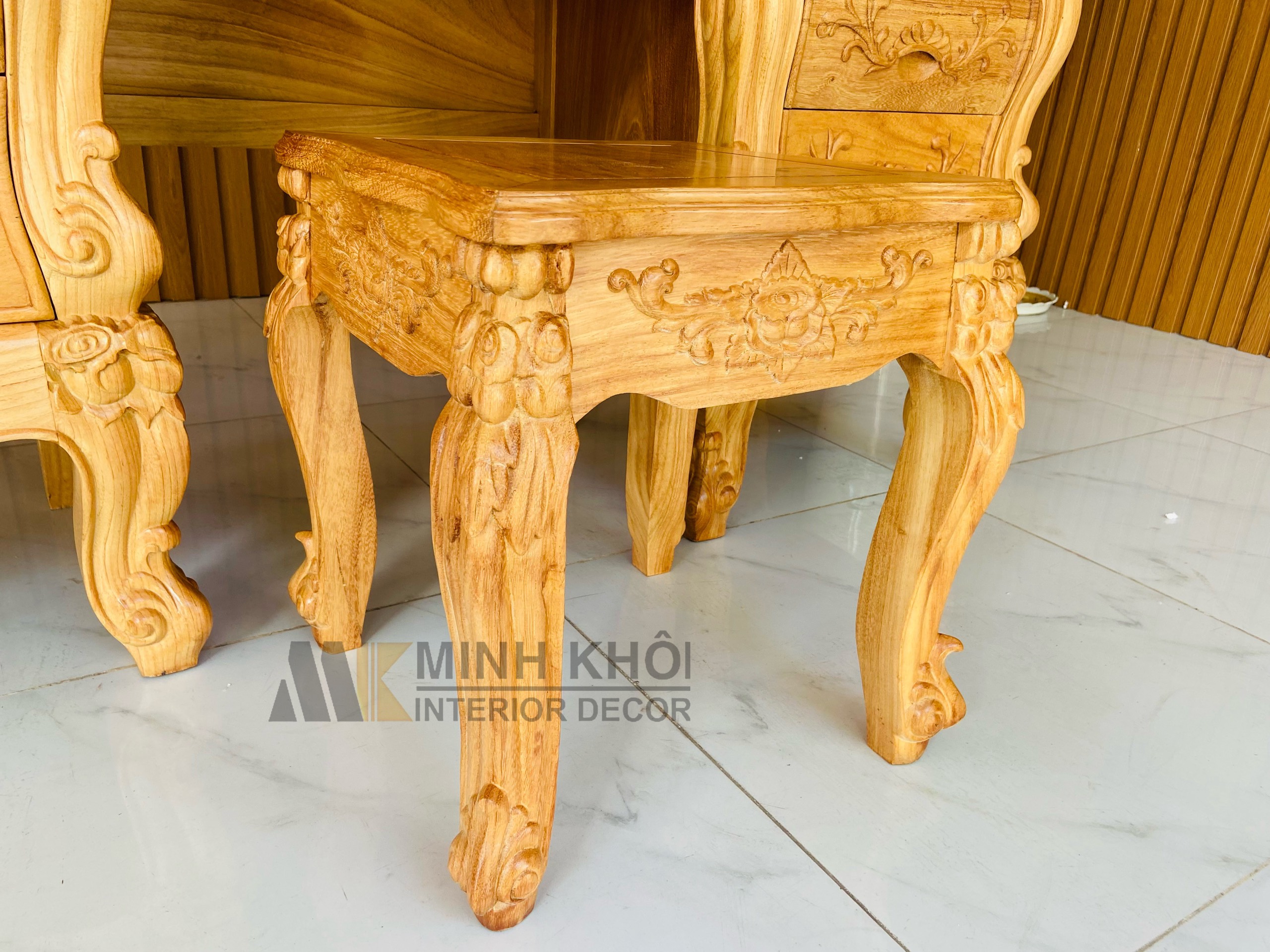 Bàn trang điểm gõ đỏ 1m4 cao cấp  - BTD1014