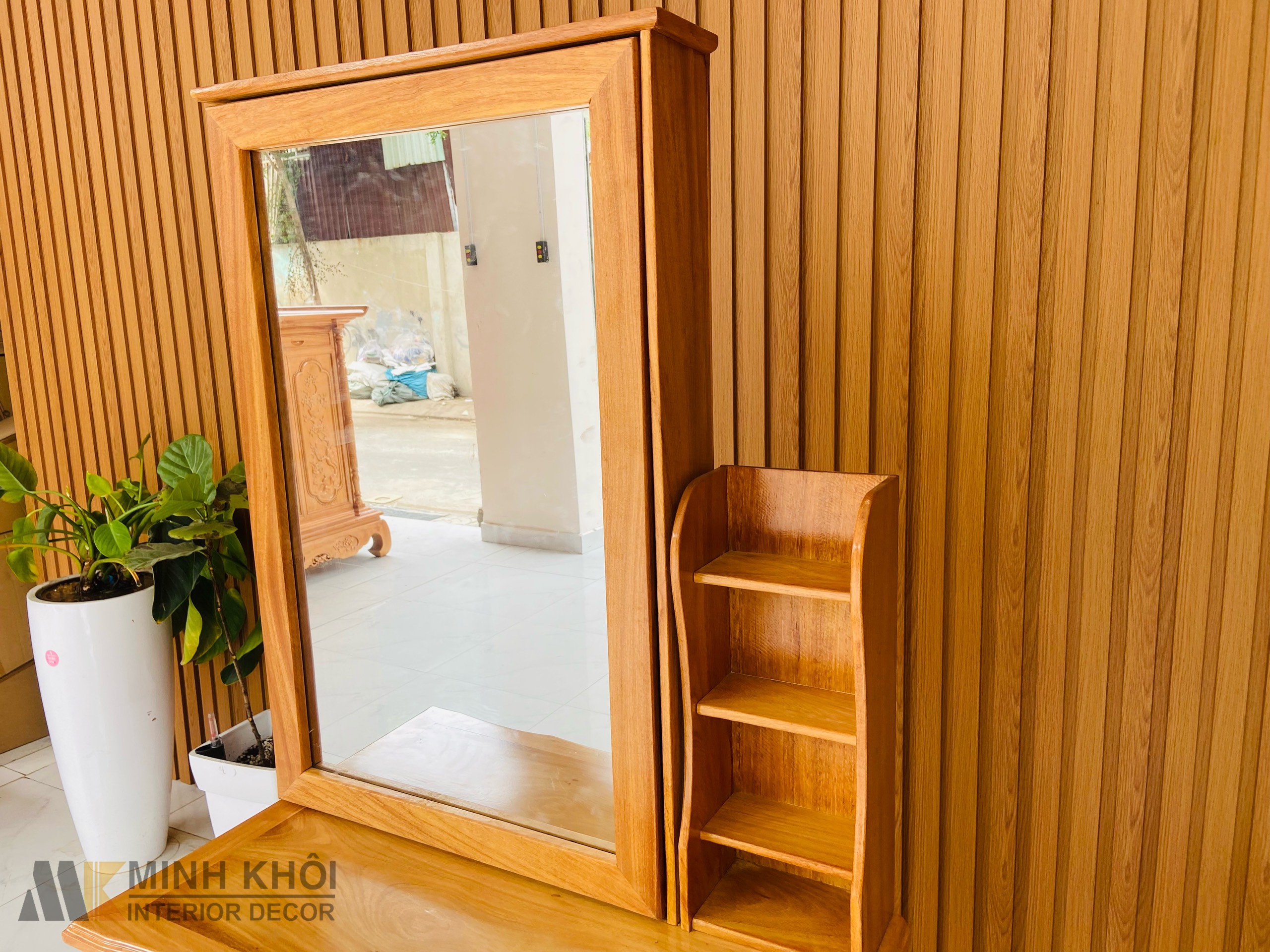 Bàn trang điểm gõ đỏ 80cm - BTD1008