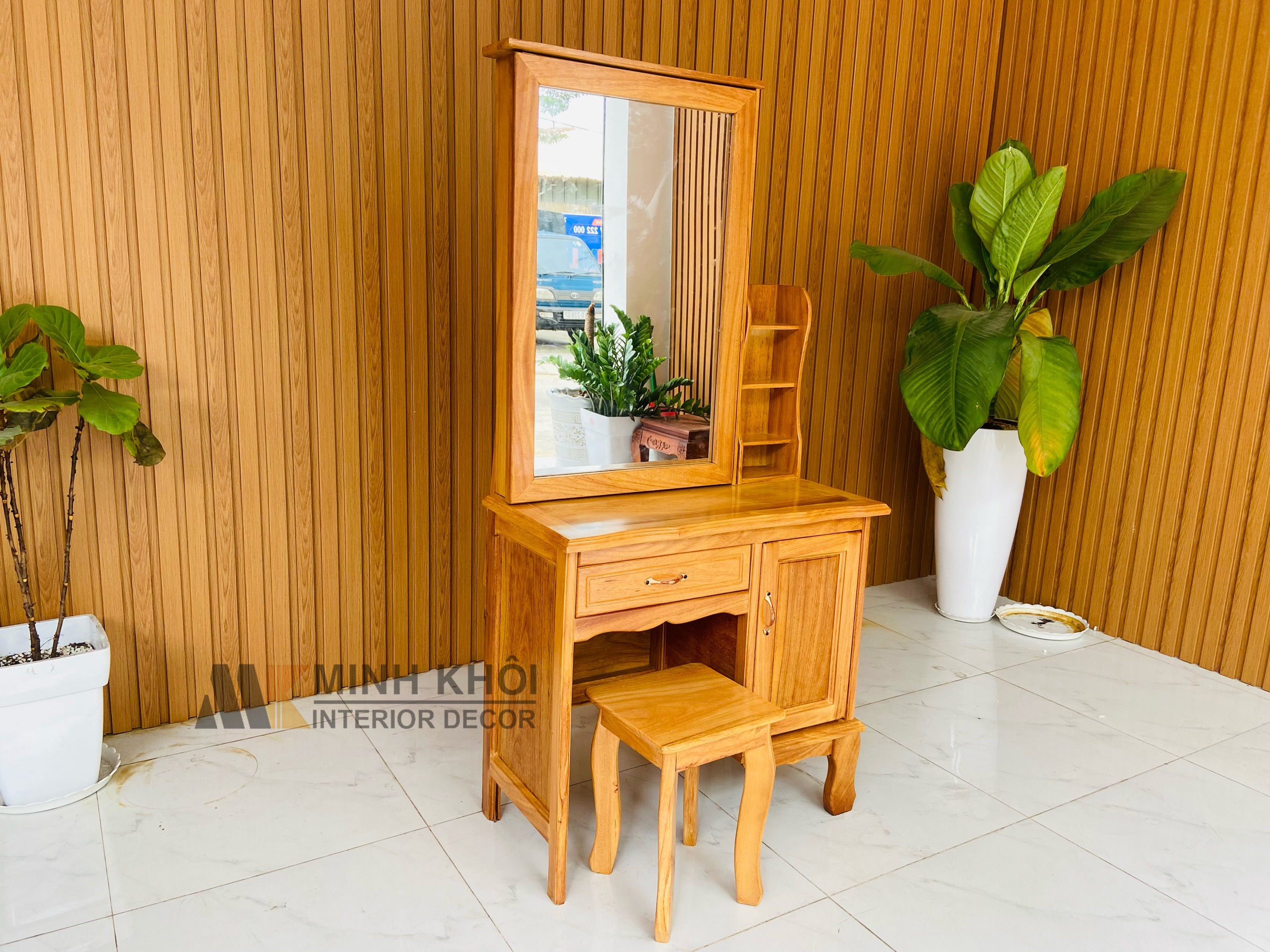 Bàn trang điểm gõ đỏ 80cm - BTD1008