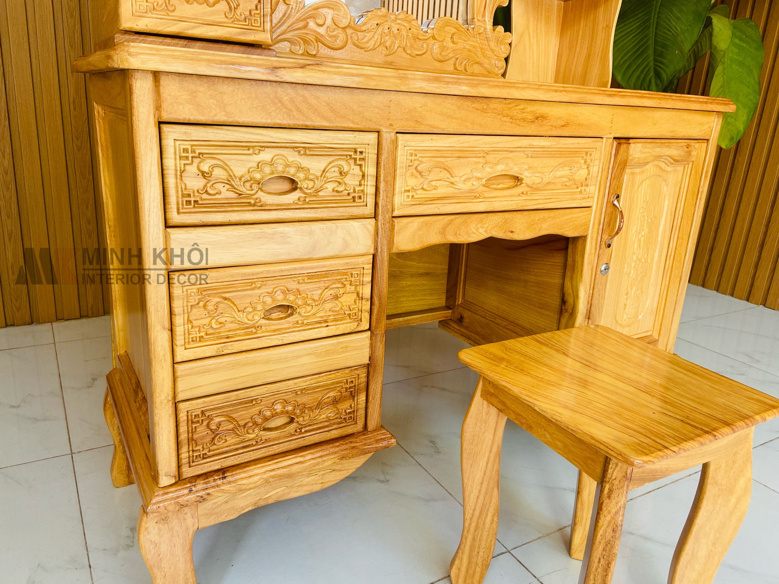 Bàn trang điểm gỗ gõ đỏ 1m - BTD1013