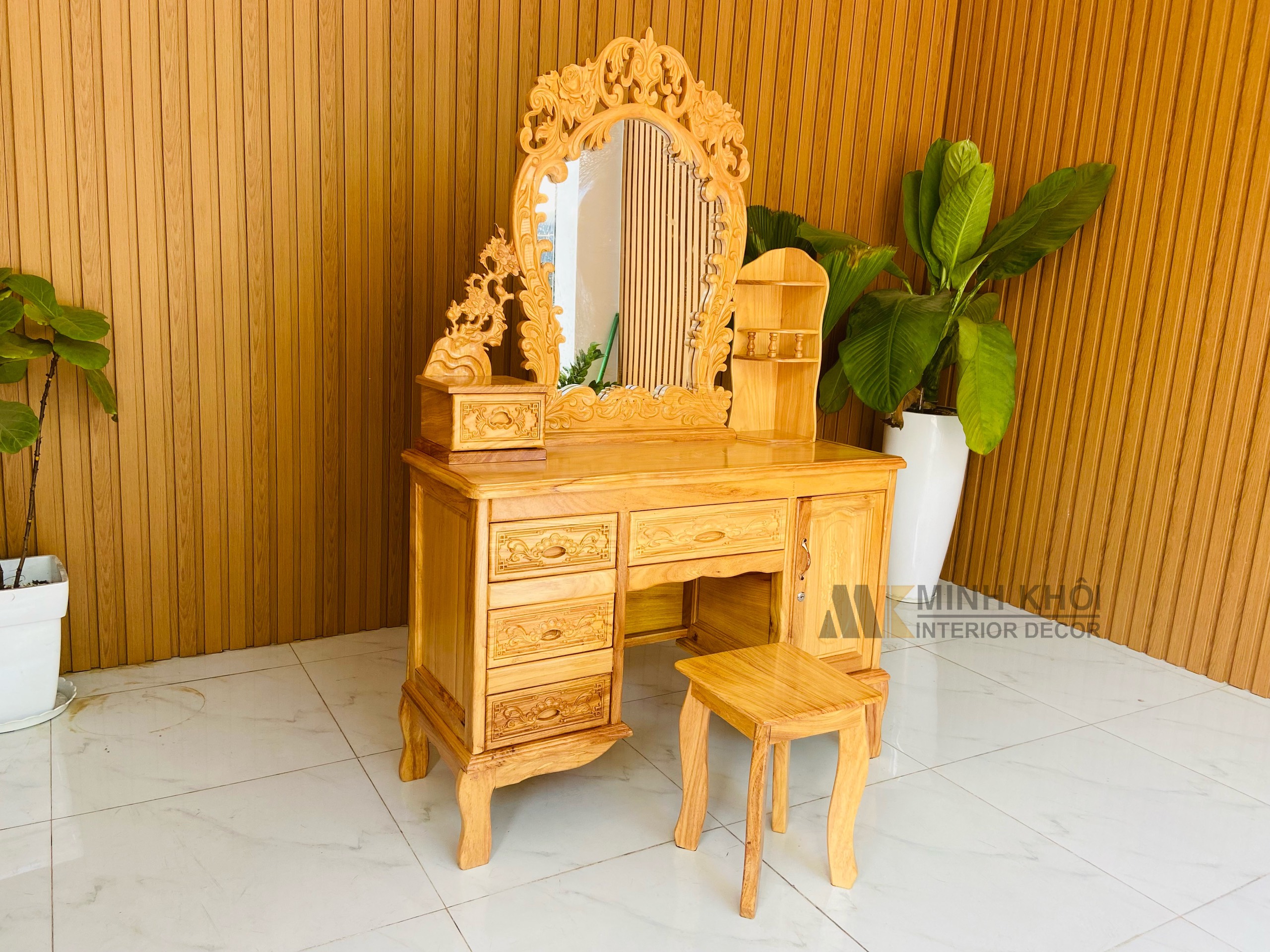 Bàn trang điểm gỗ gõ đỏ 1m - BTD1013