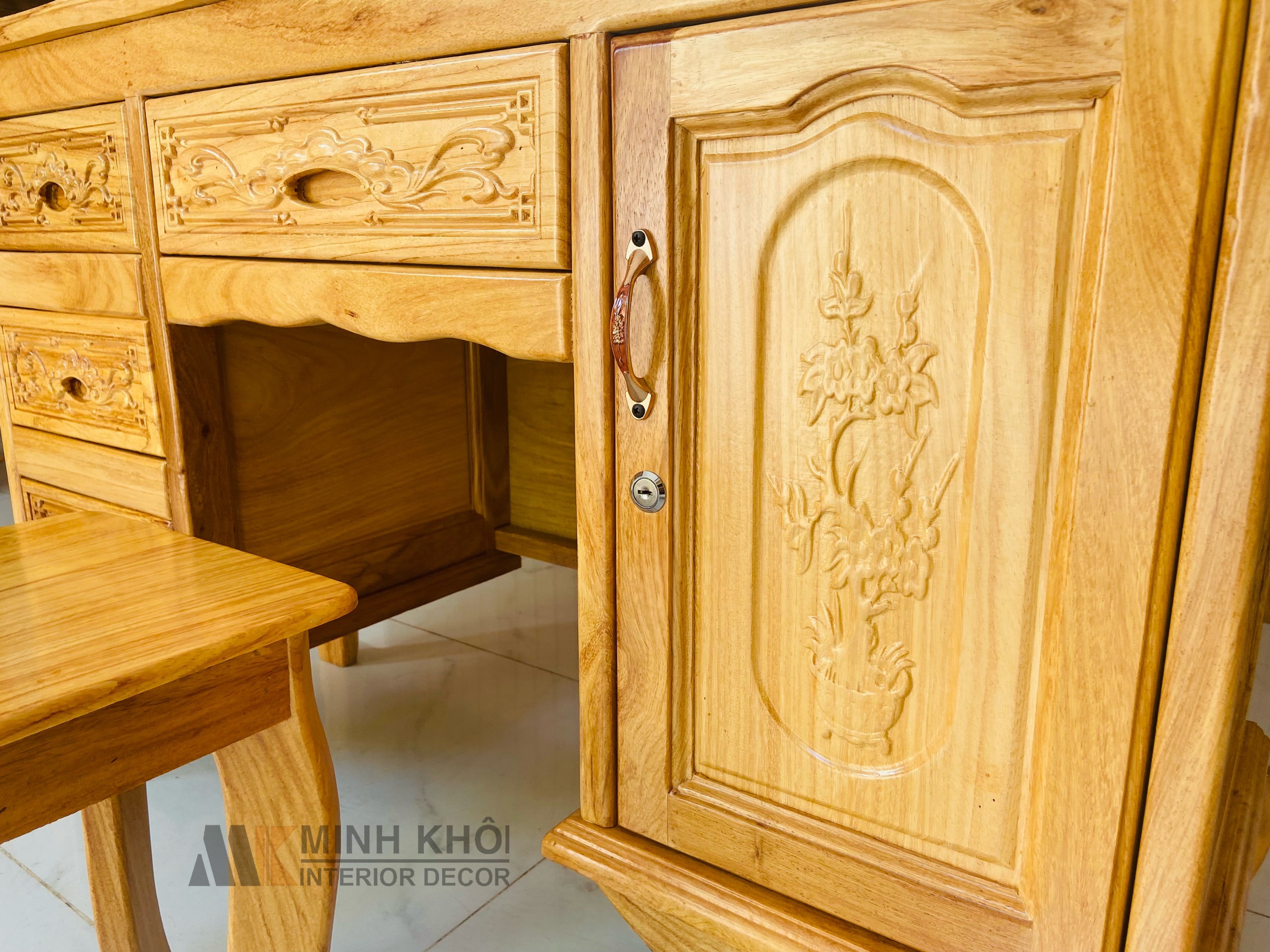 Bàn trang điểm gỗ gõ đỏ 1m - BTD1013