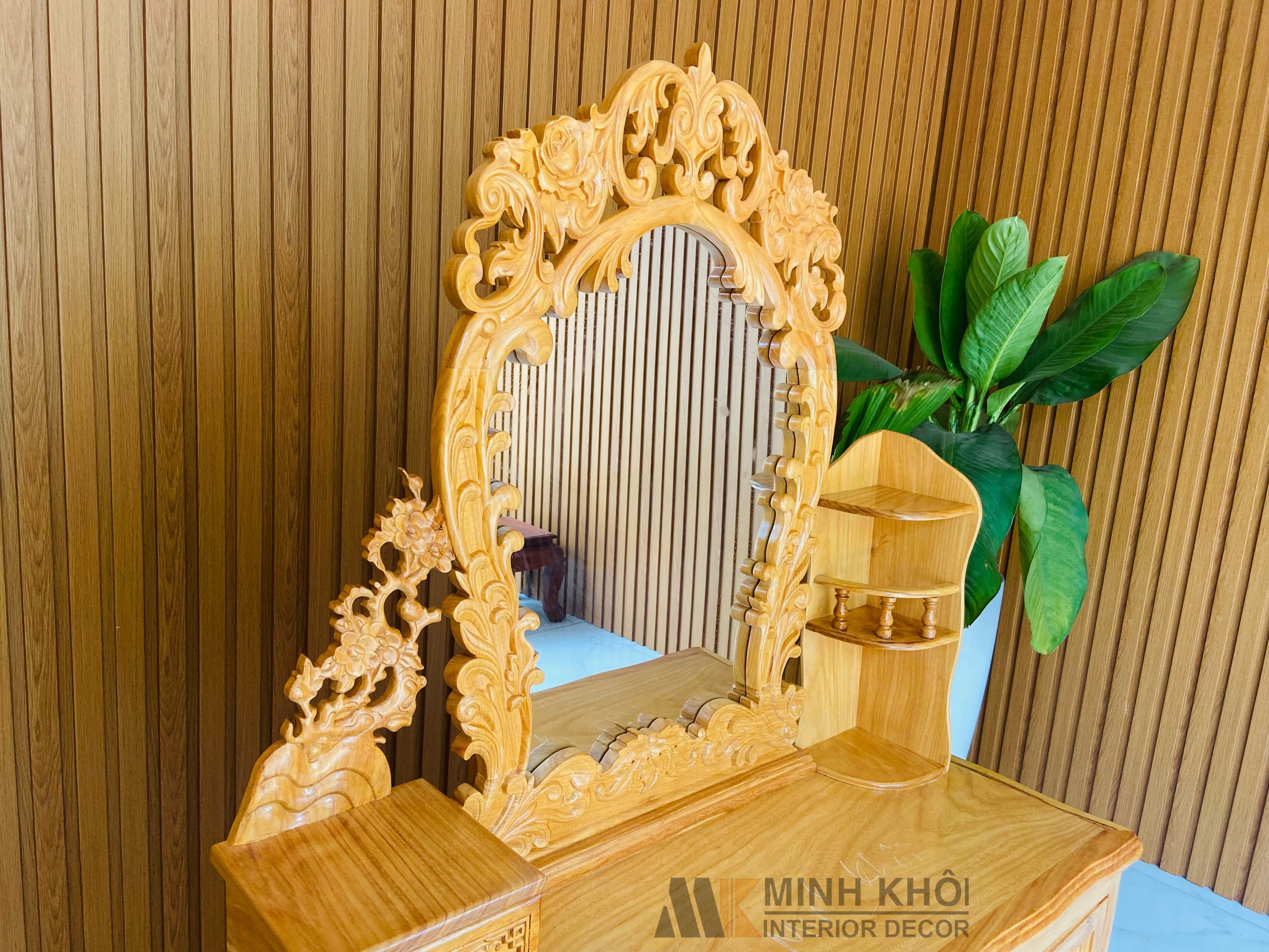 Bàn trang điểm gỗ gõ đỏ 1m - BTD1013