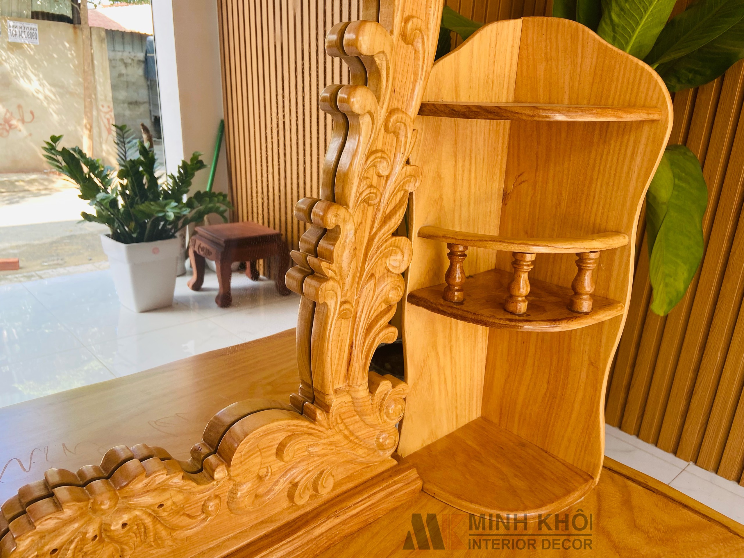 Bàn trang điểm gỗ gõ đỏ 1m - BTD1013