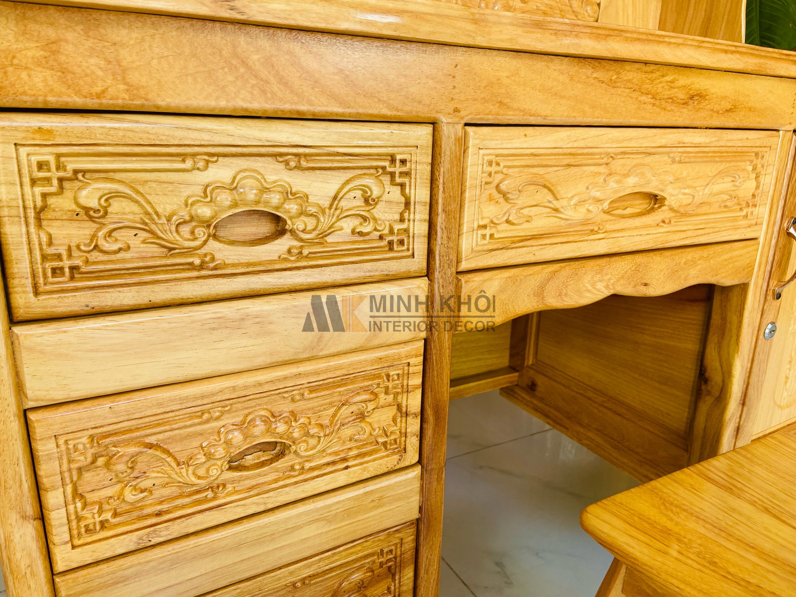 Bàn trang điểm gỗ gõ đỏ 1m - BTD1013