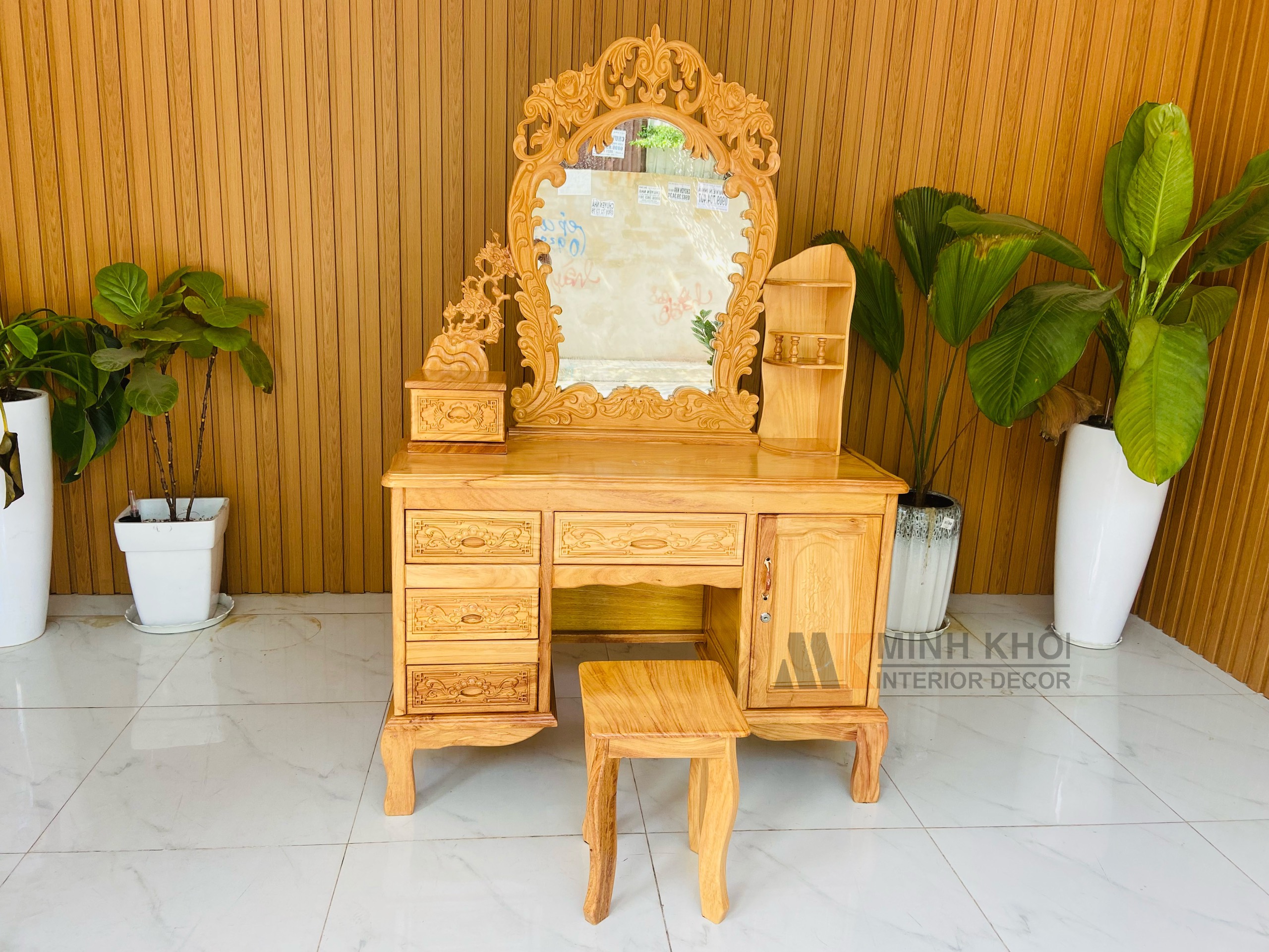 Bàn trang điểm gỗ gõ đỏ 1m - BTD1013