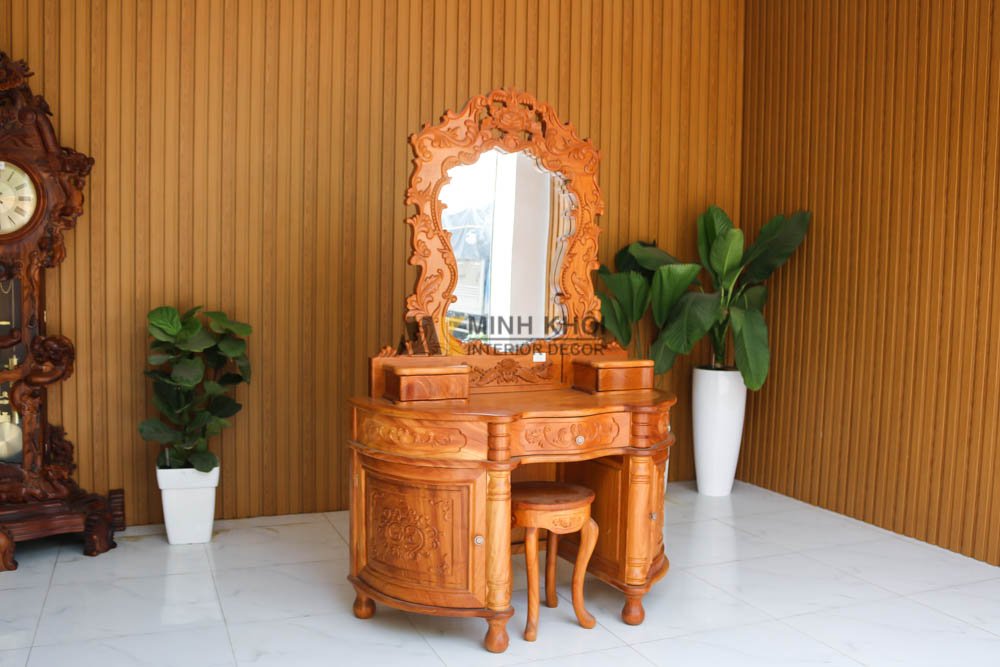 Bàn trang điểm gỗ gõ đỏ - BTD1009