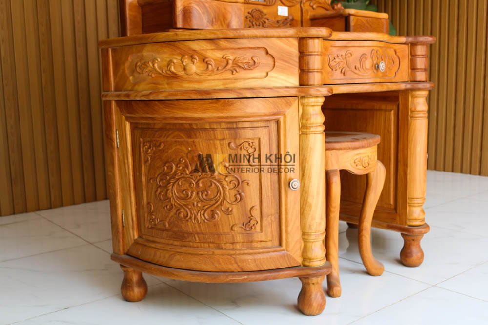 Bàn trang điểm gỗ gõ đỏ - BTD1009