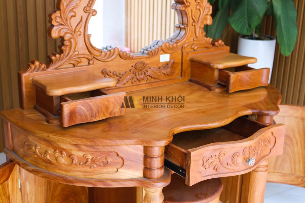 Bàn trang điểm gỗ gõ đỏ - BTD1009