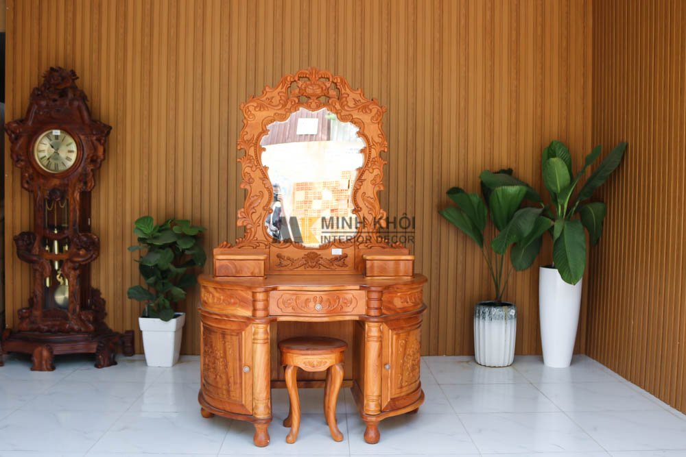 Bàn trang điểm gỗ gõ đỏ - BTD1009