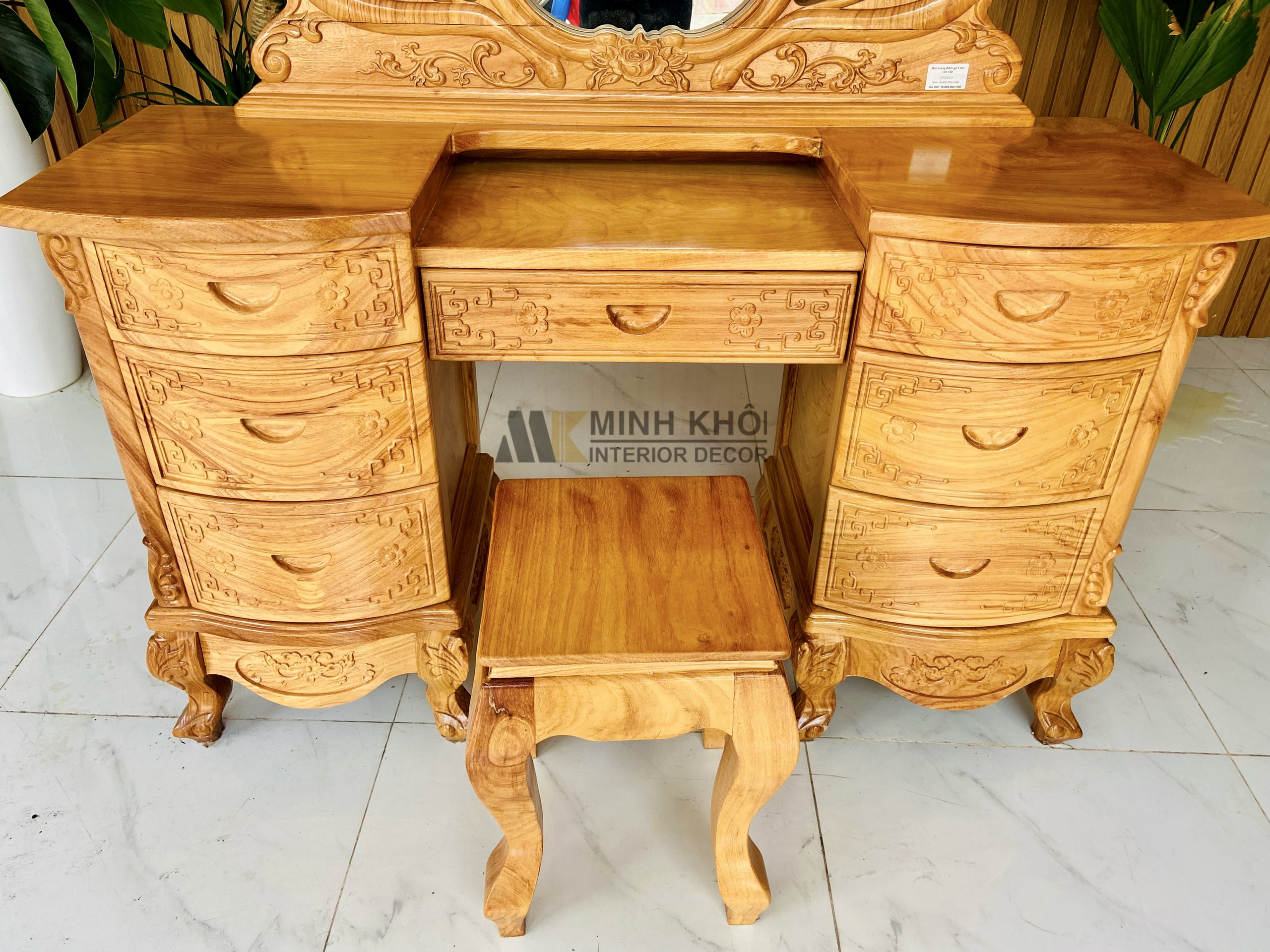 Bàn trang điểm gỗ gõ đỏ cổ điển - BTD1011