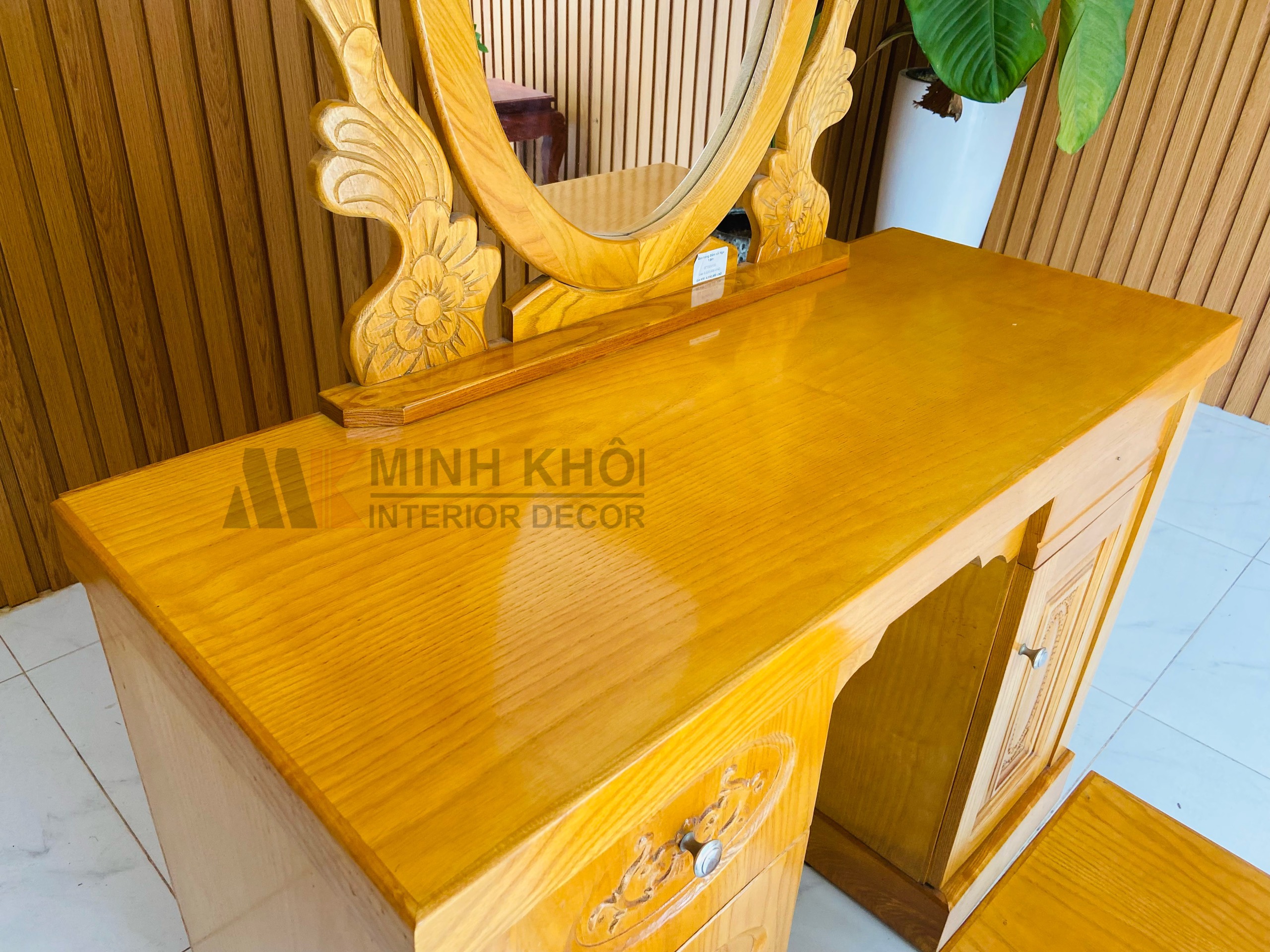 Bàn trang điểm gỗ sồi Nga 1m - BTD1012