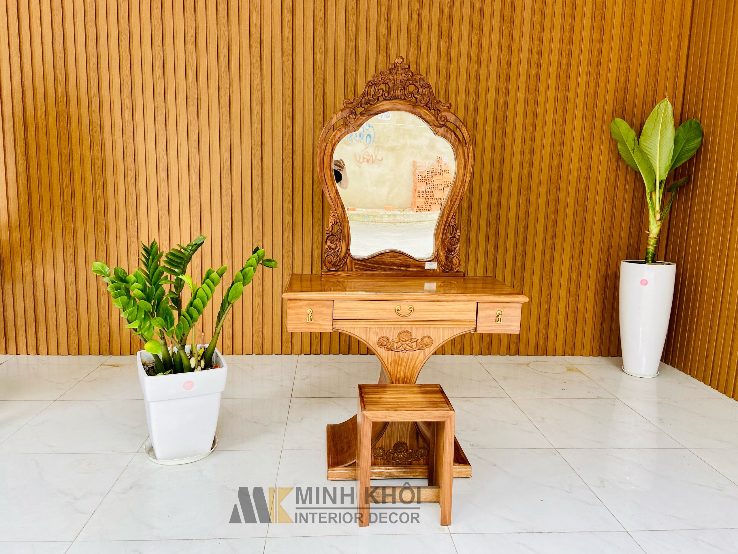 Bàn trang điểm hương xám tiên cá 90cm - BTD277