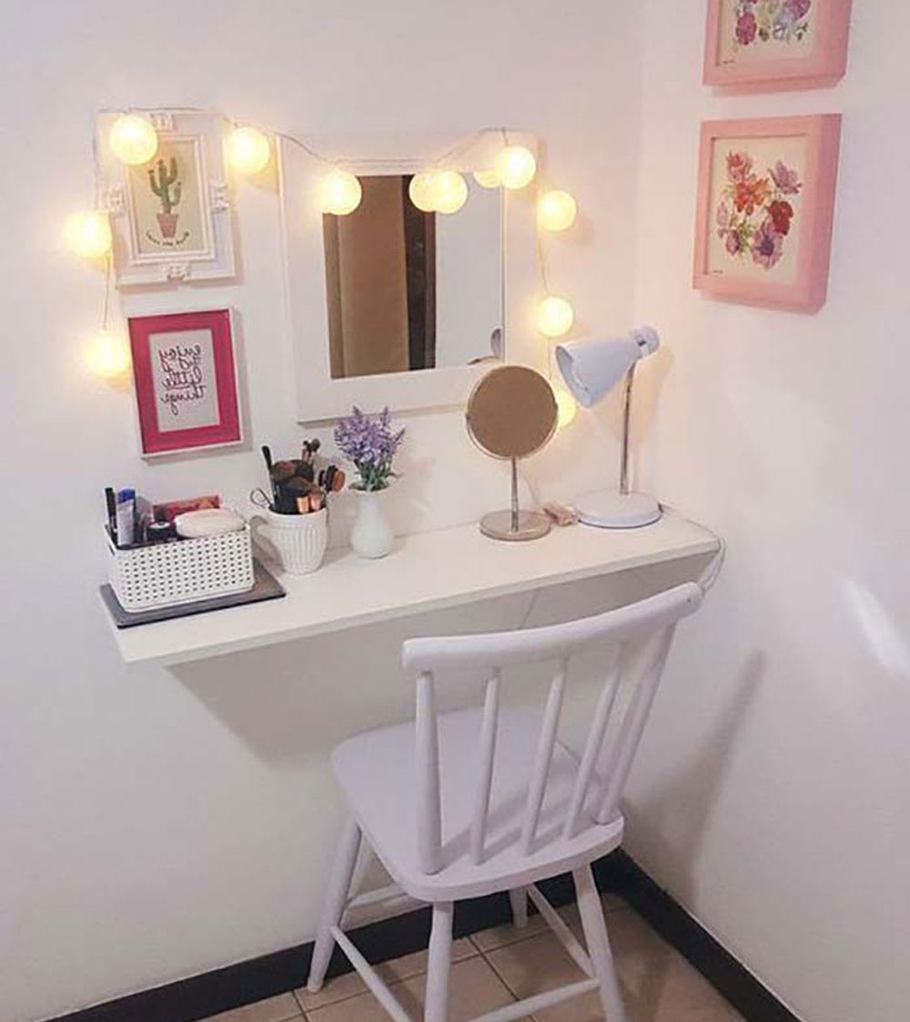 50+ Mẫu Bàn Trang Điểm Màu Hồng Dễ Thương Có Gương Đèn Led