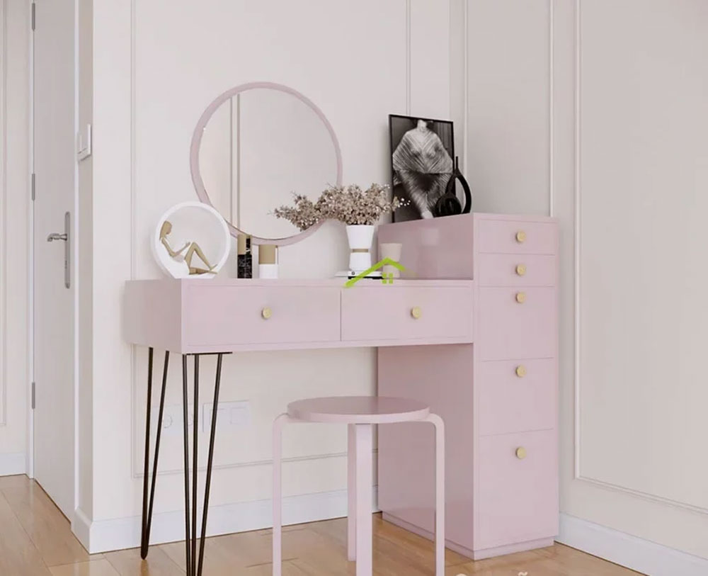 50+ Mẫu Bàn Trang Điểm Màu Hồng Dễ Thương Có Gương Đèn Led