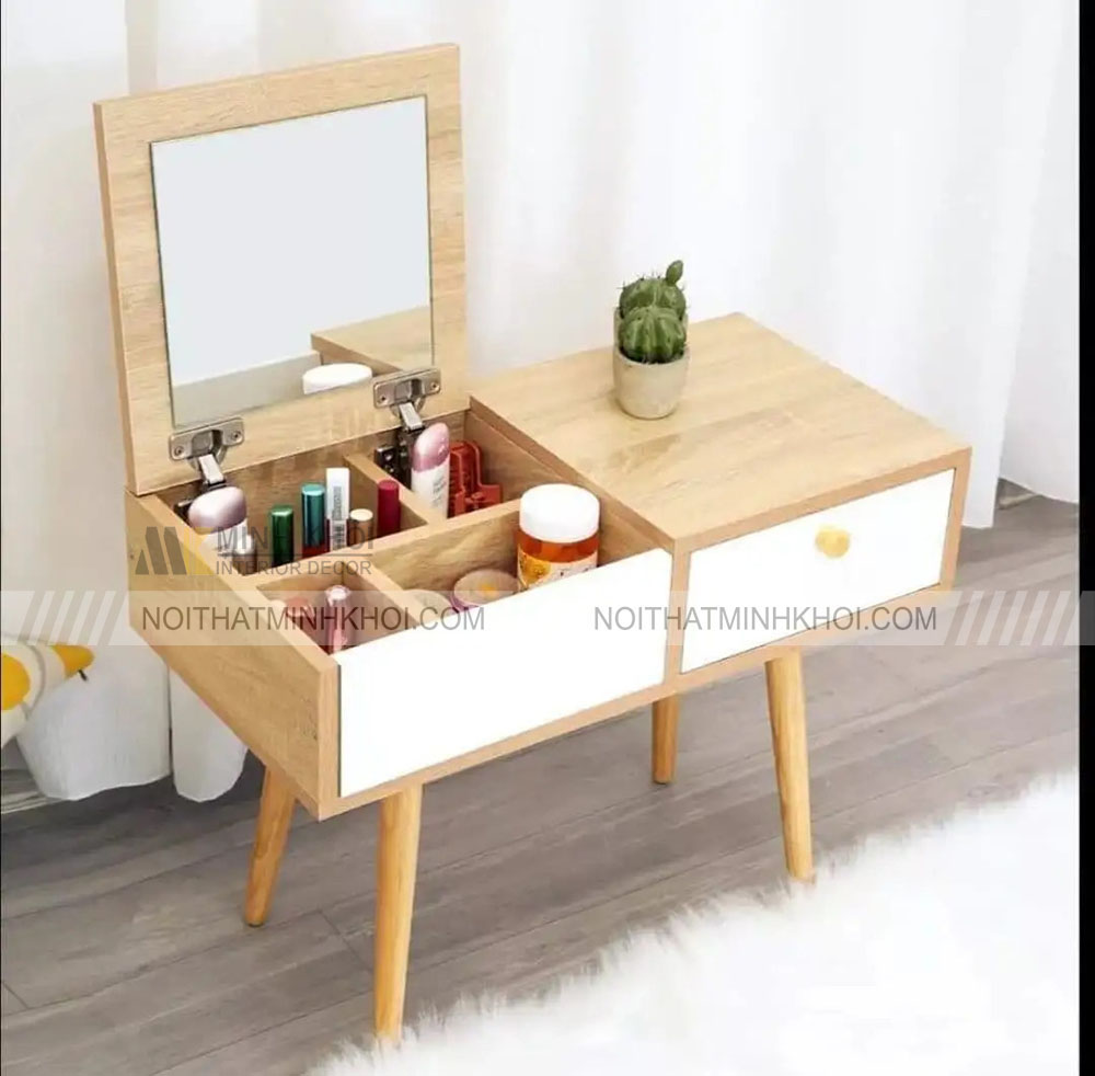 Bàn trang điểm ngồi bệt có thiết kế gương gập