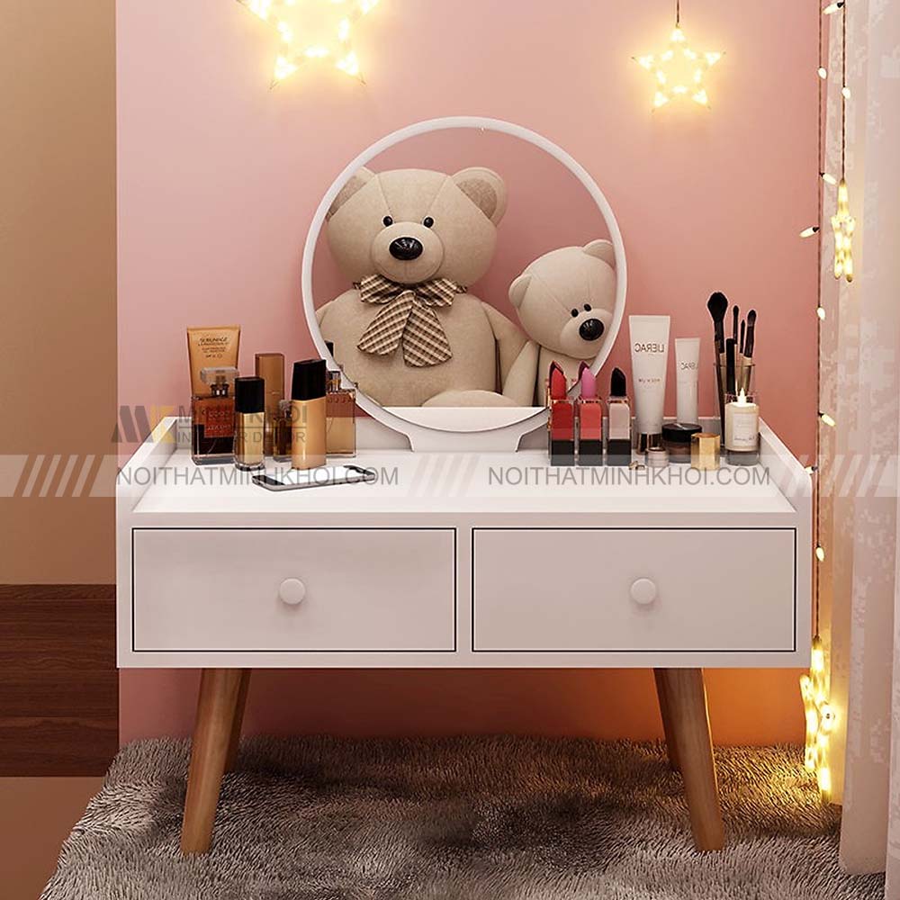 Bàn trang điểm ngồi bệt có thiết kế gương tròn