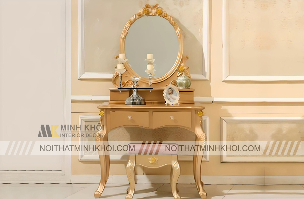 Bàn Trang Điểm Phong Cách Châu Âu Vàng Sang Trọng