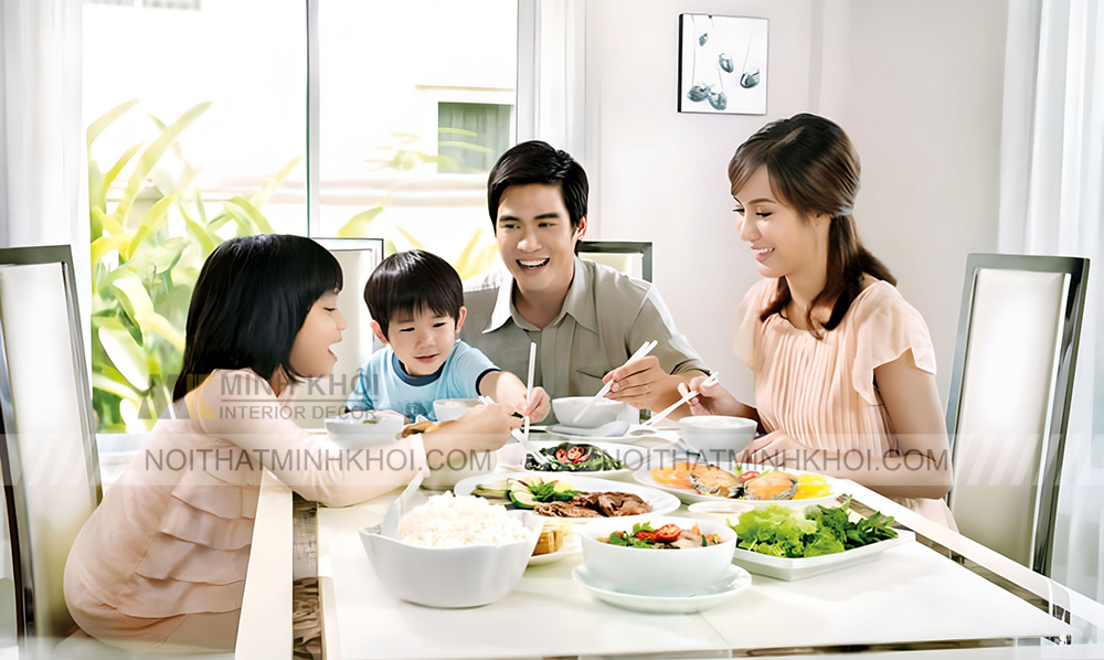 Bộ bàn ăn chung cư giúp gắn kết tình cảm gia đình