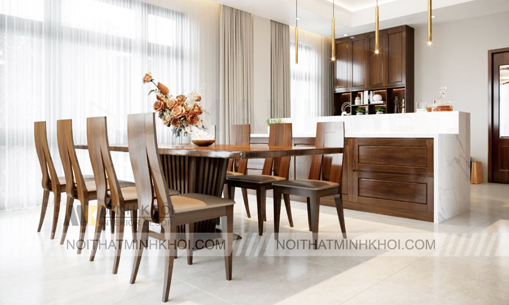 Bộ bàn ghế ăn đẹp giúp gia tăng thẩm mỹ cho không gian phòng bếp