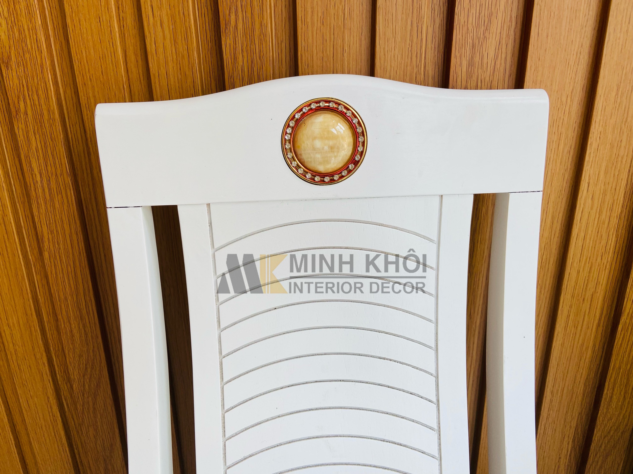 Bộ Bàn Ăn Gỗ Xoan Đào Tròn, 6 Ghế Cẩn Đá - BA219