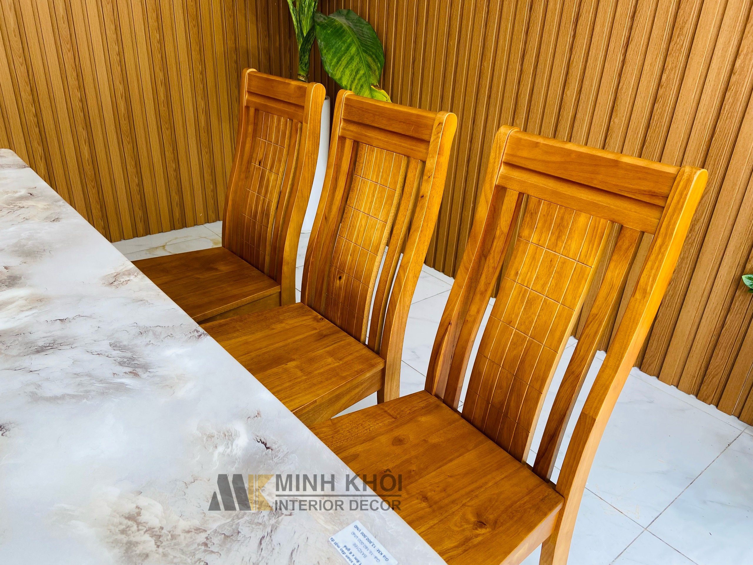 Bộ Bàn Ghế Ăn Gỗ Xoan Đào Mặt Đá Mẫu Mới 6 Ghế 1m6 BA1004