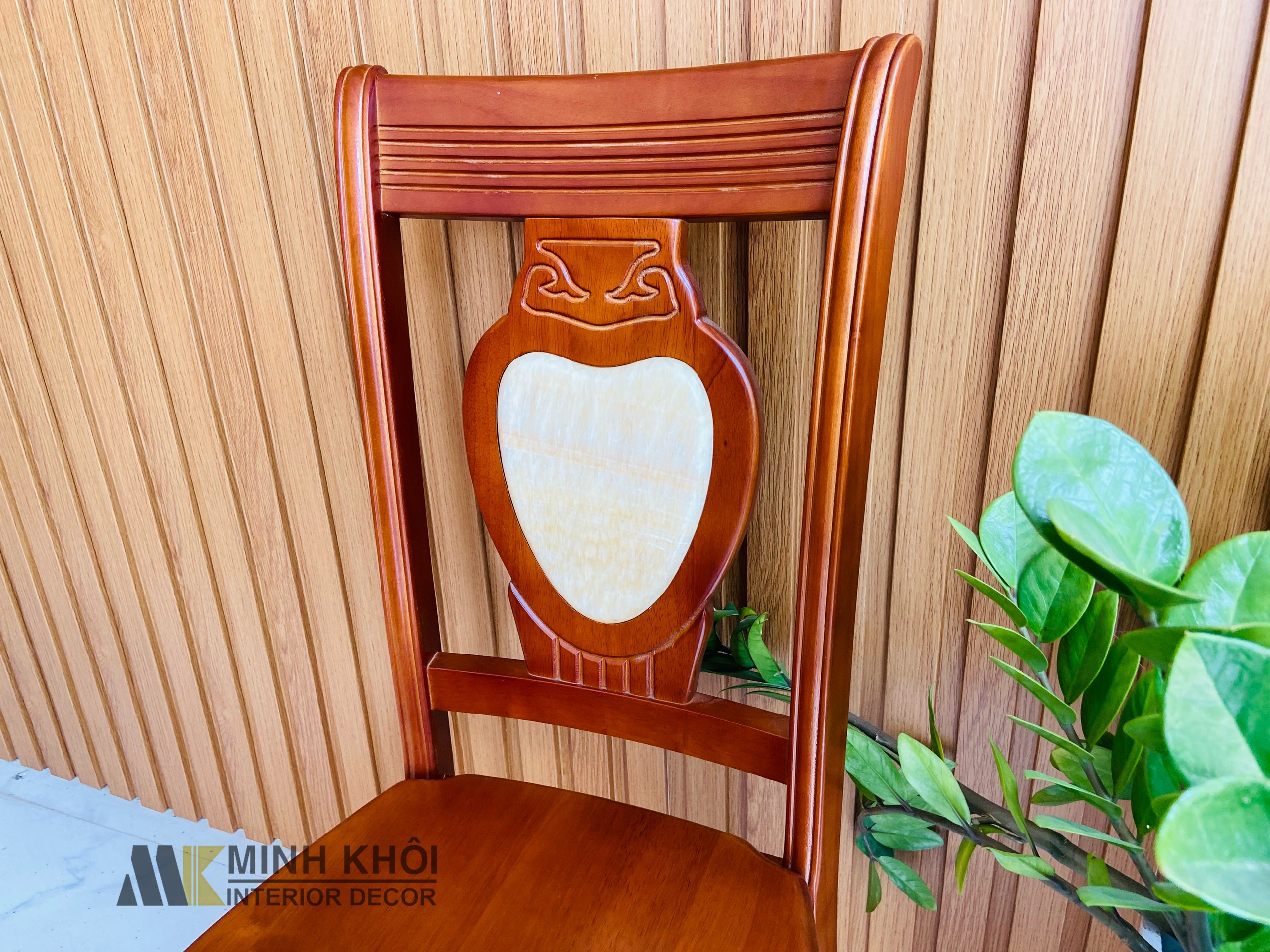 Bộ Bàn ăn Mặt Đá Mâm xoay, Ghế Cẩn Đá - BA232