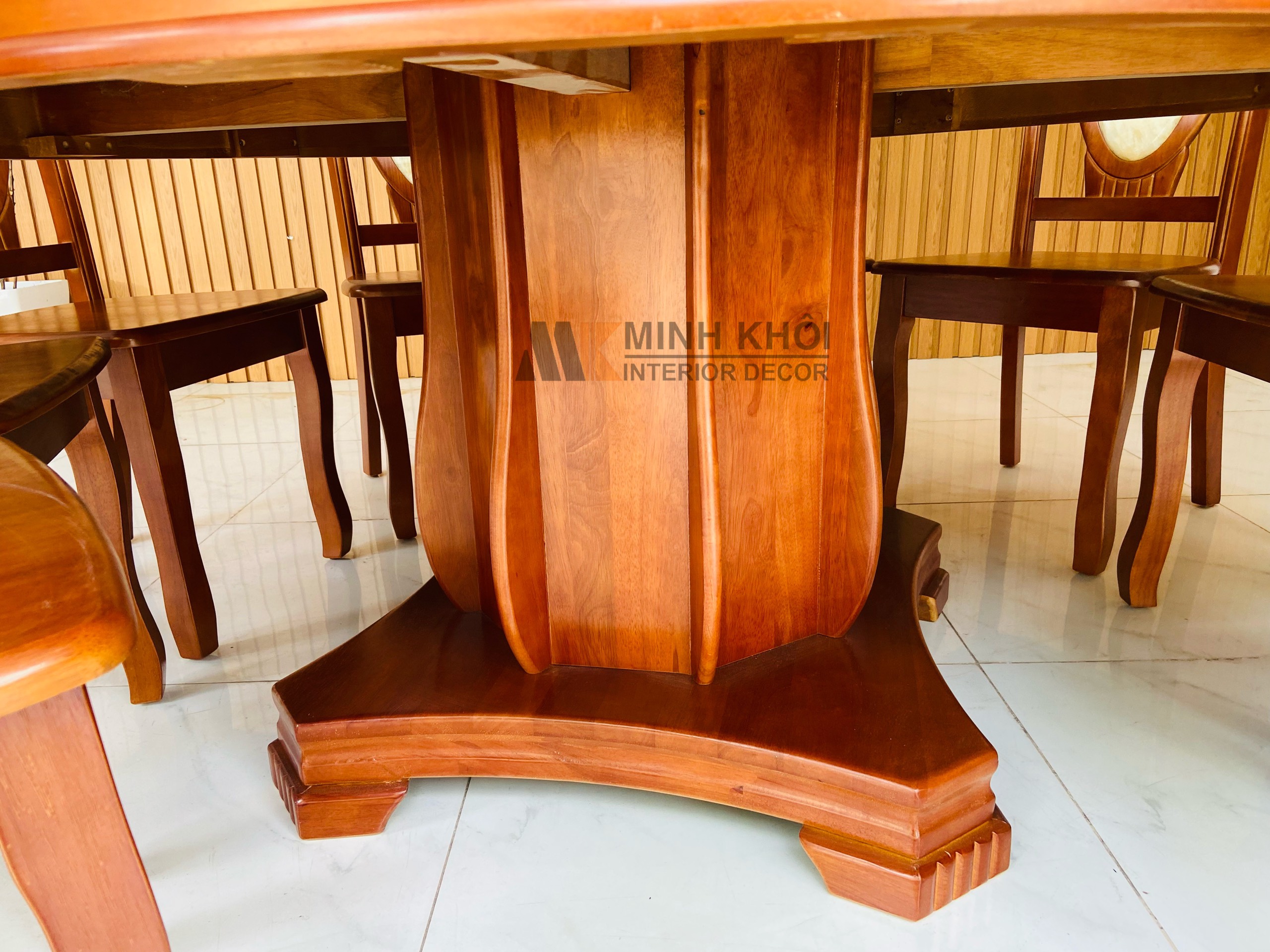 Bộ Bàn ăn Mặt Đá Mâm xoay, Ghế Cẩn Đá - BA232