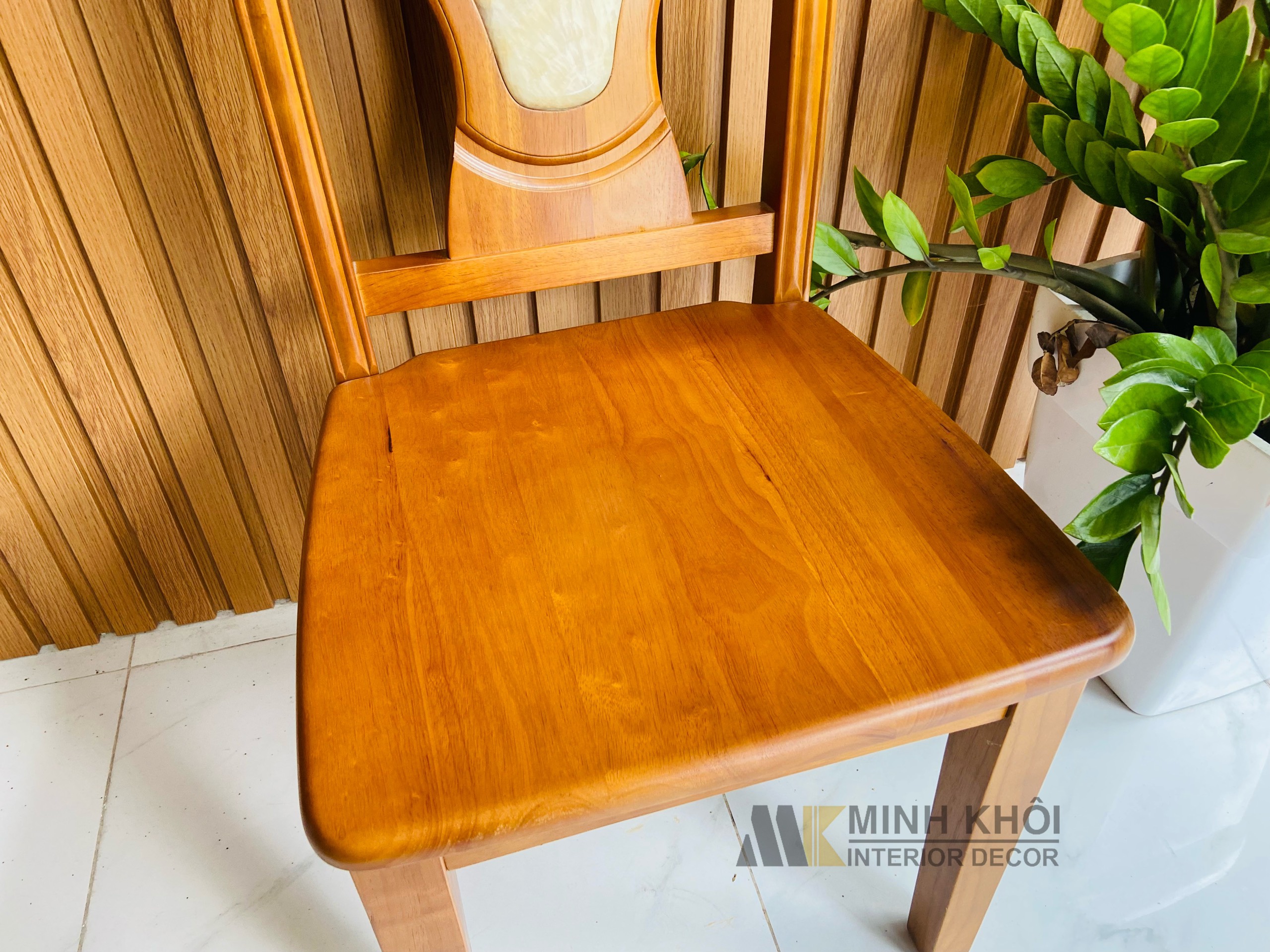 Bộ Bàn Ăn Mặt Tròn Gỗ Xoan Đào 6 Ghế Cẩn Đá - BA910