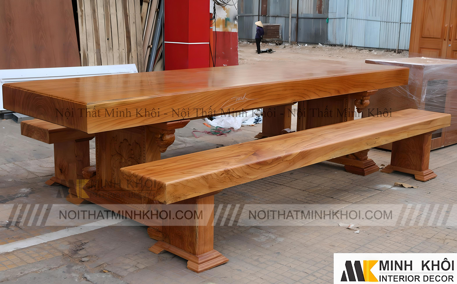 Bộ Bàn Ghế Ăn Đẹp Nguyên Khôi Băng Ghế Liền - BA135