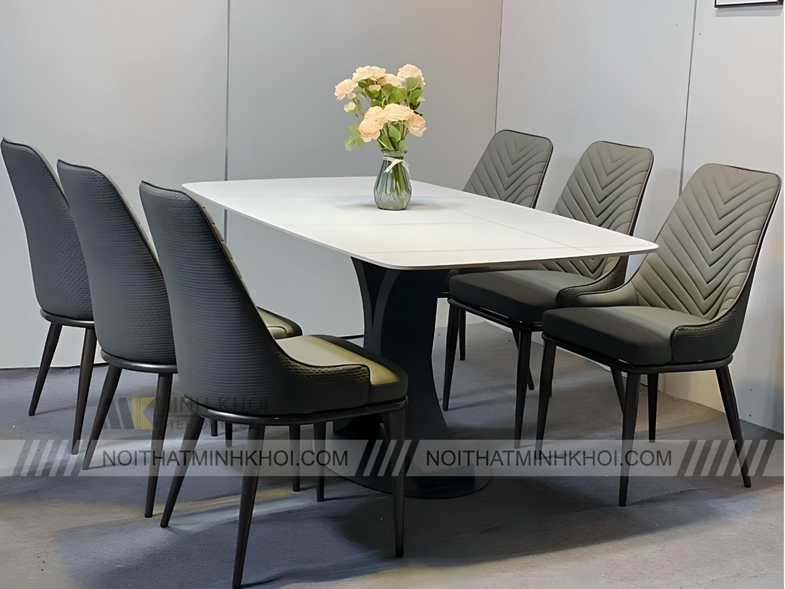 Bộ Bàn Ghế Ăn Hiện Đại Mặt Đá Ceramic 6 Ghế - BAH17