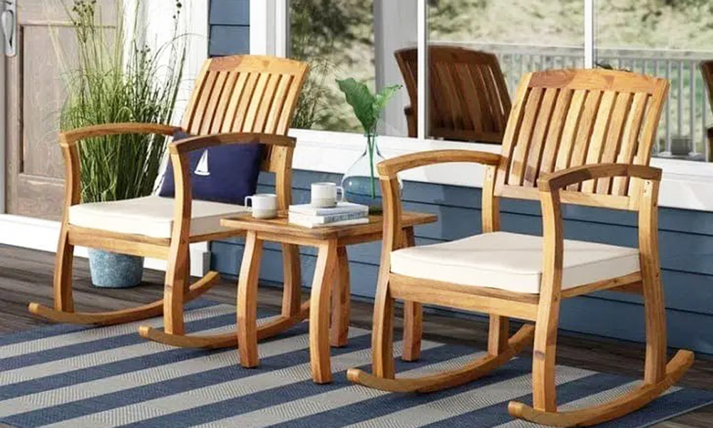 Bộ bàn ghế gỗ ngoài trời bập bênh