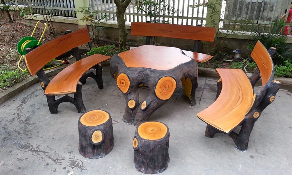 Bộ bàn ghế gỗ ngoài trời sang trọng và độc đáo