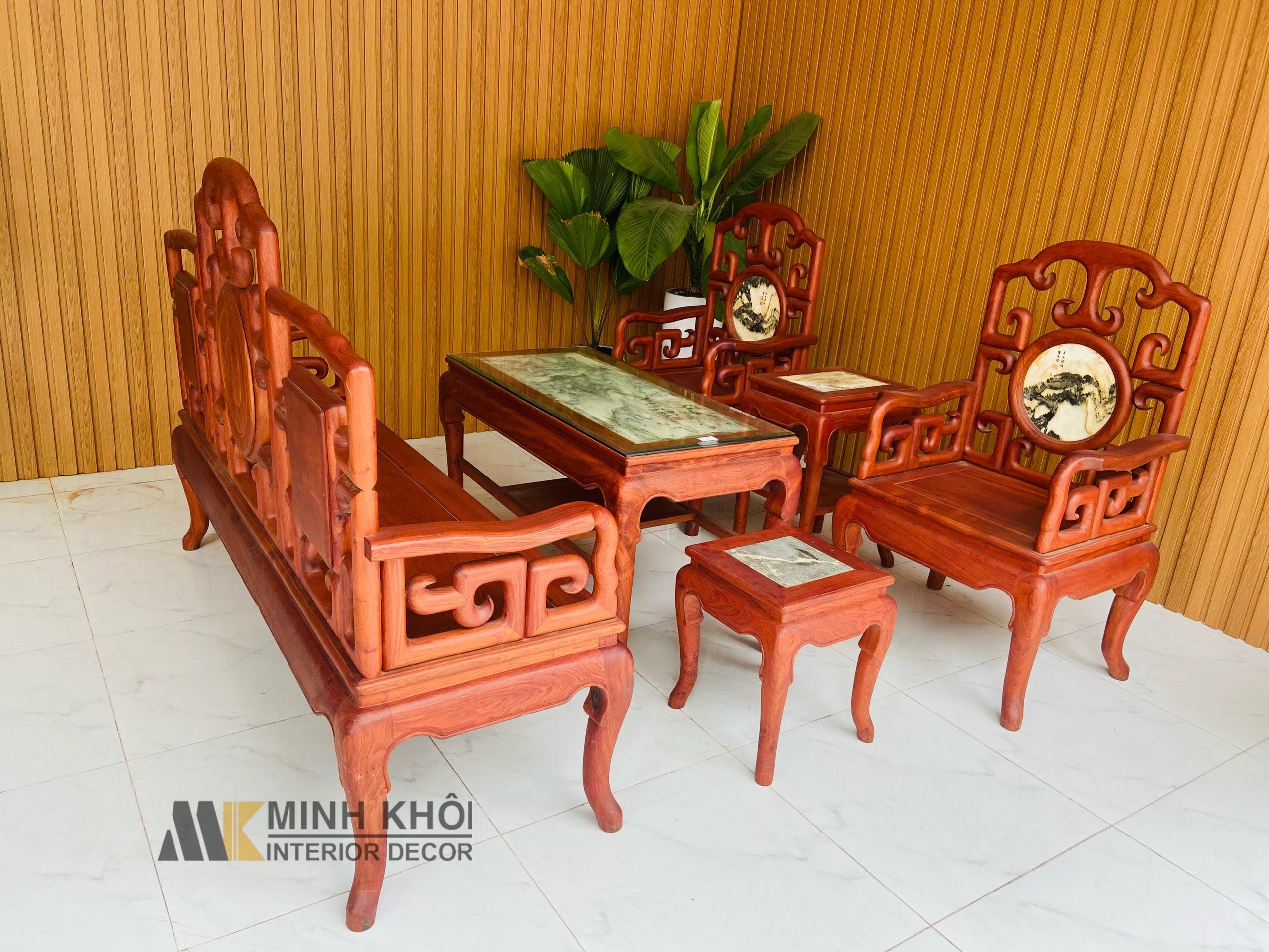 Bộ Bàn Ghế Móc Hương Đá 6 Món - SL966